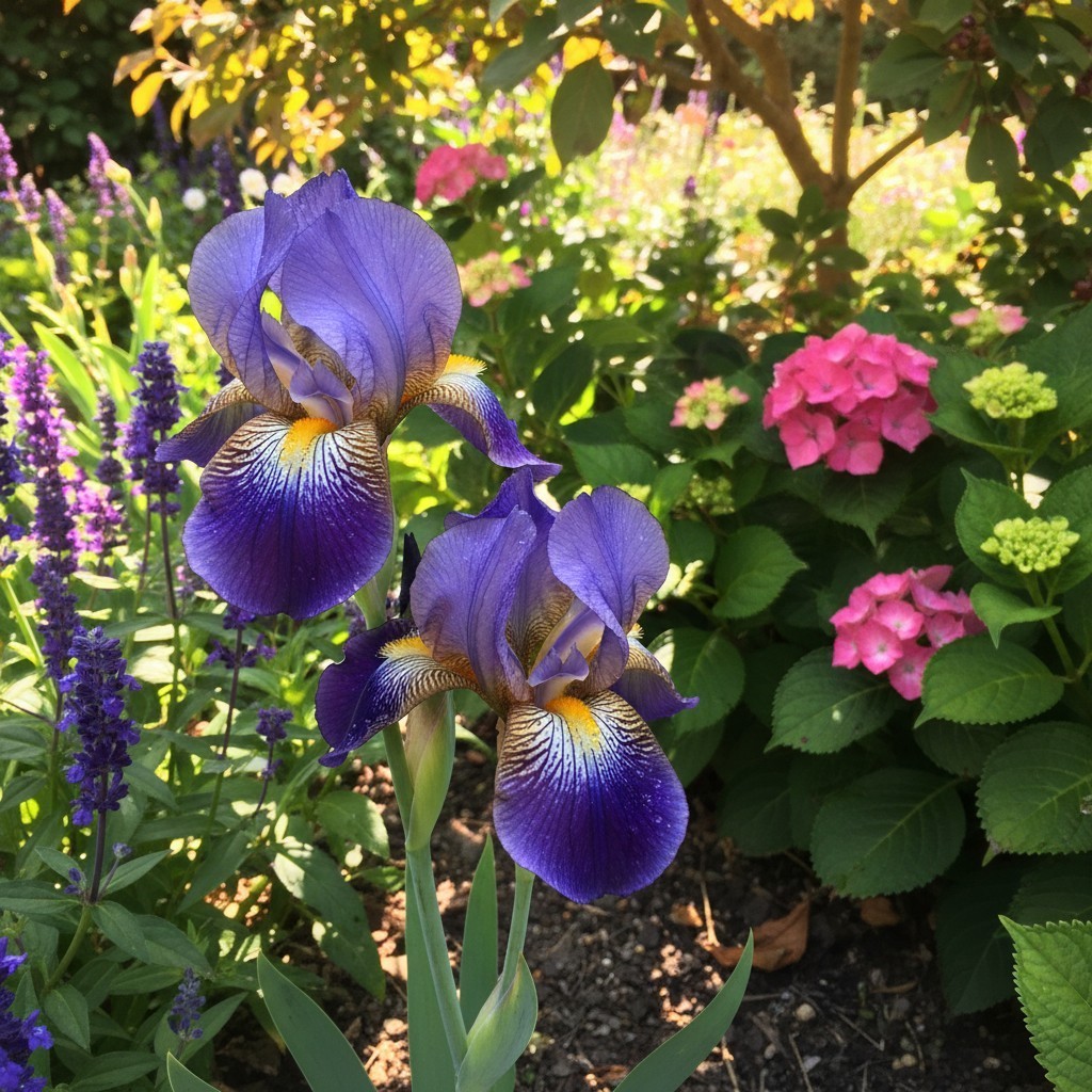 35 Blue Comet Bearded Iris Seeds – Blue, White & Yellow Patterned Blooms
