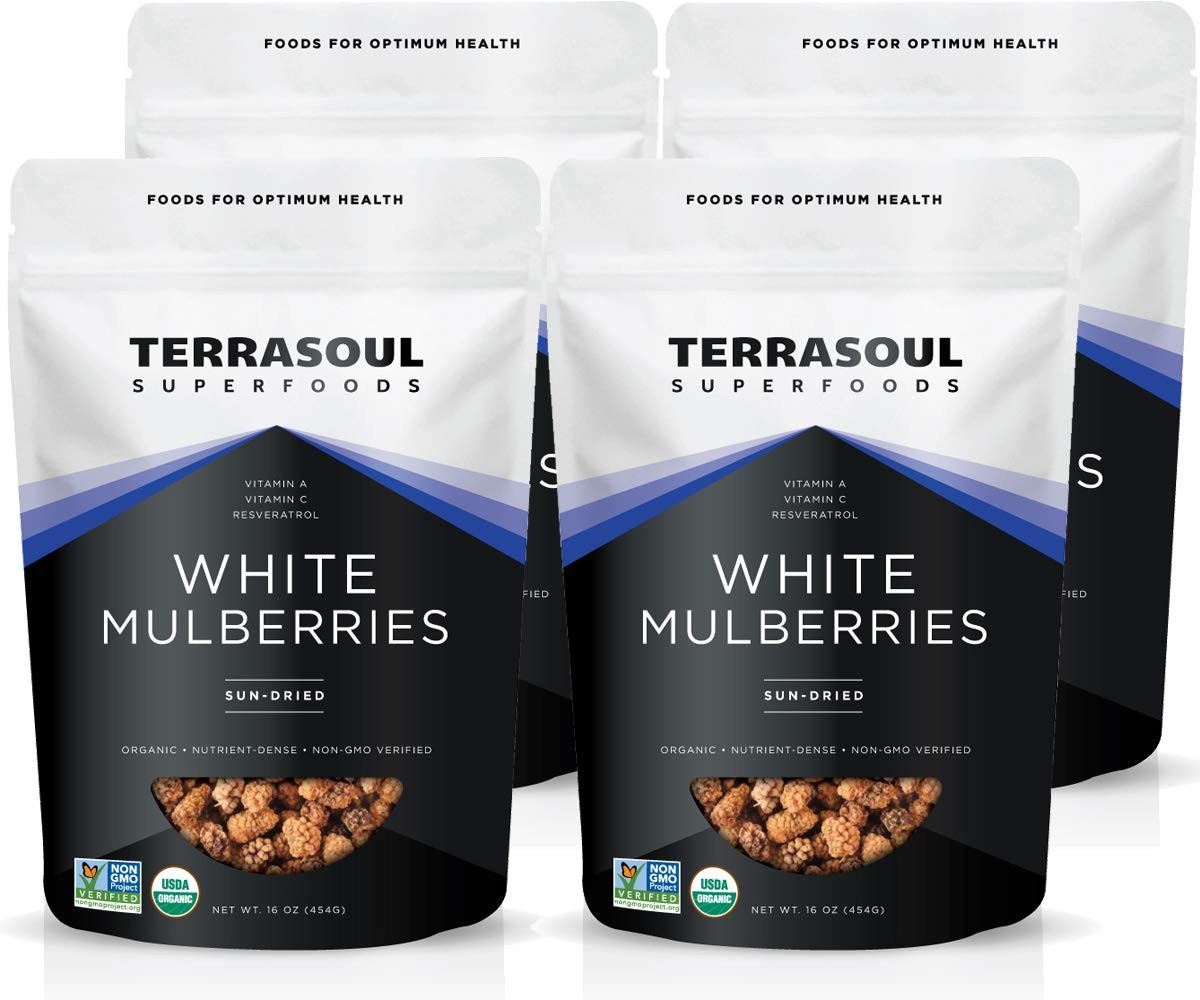 Organic Sun-Dried White Mulberries – 4 Lbs Pack (Sweet Snack), Nutritious