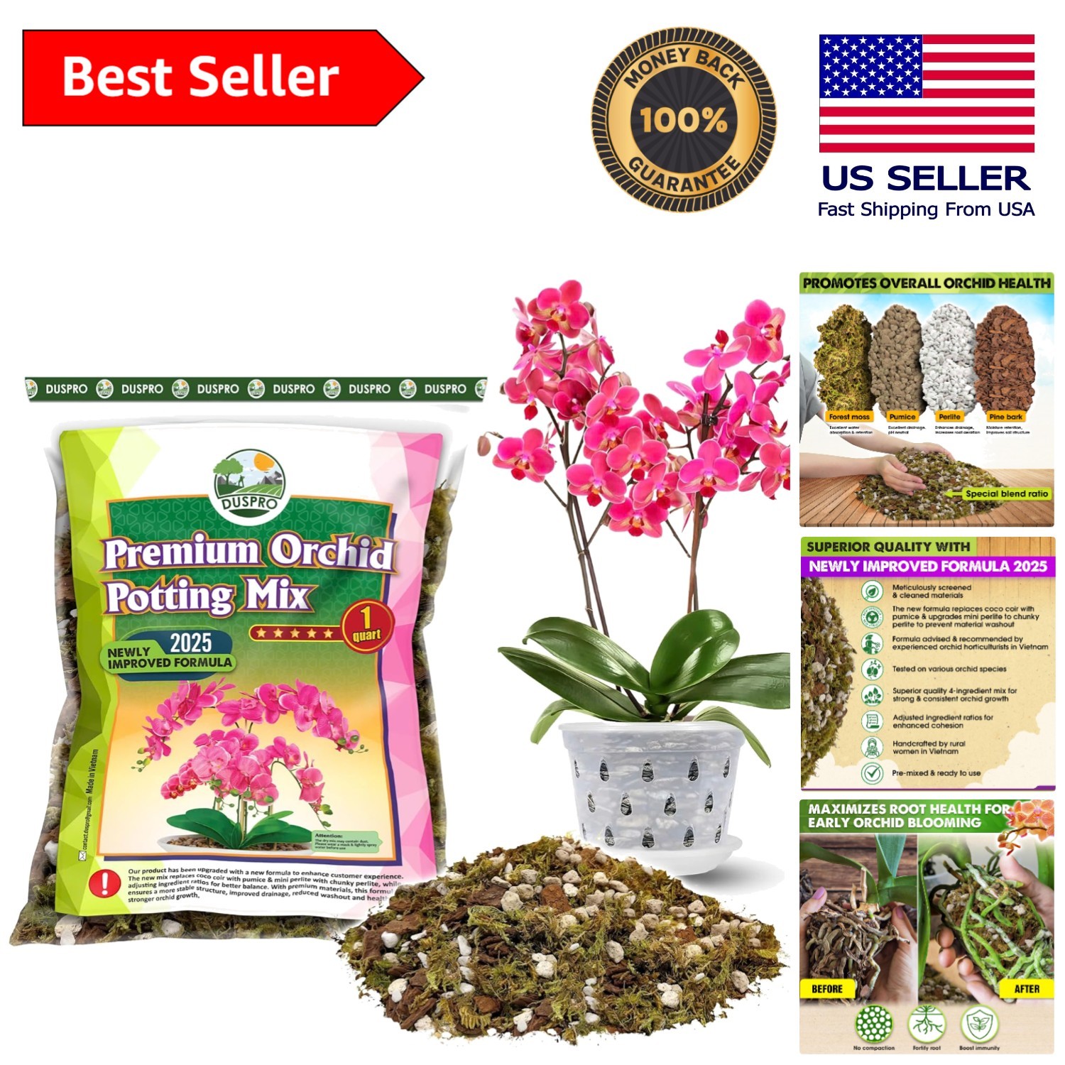 Upgraded Orchid Bark Potting Mix – Ideal for Healthy Roots & Vibrant Blooms