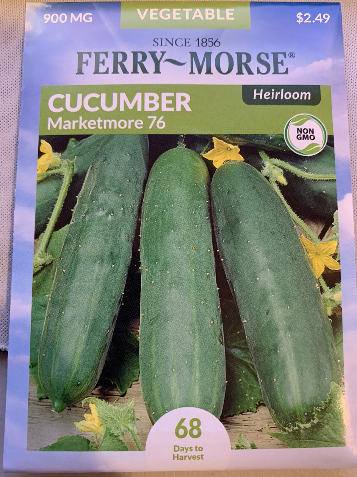 Ferry Morse Cucumber Marketmore 76 Vegetable Seeds Seed Packet Heirloom Non GMO