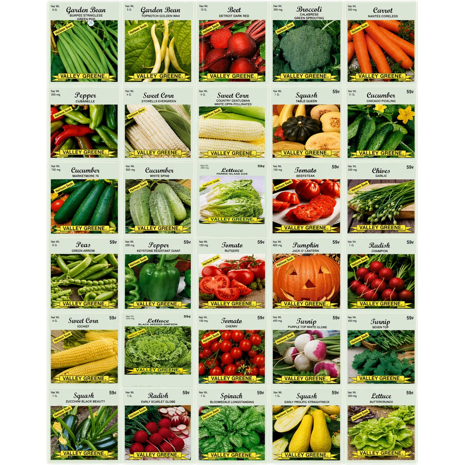 30 Packs of Deluxe Valley Greene Heirloom 30 different varieties, Brown