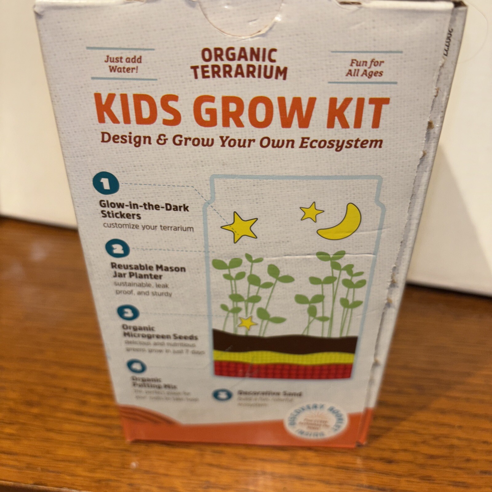 Organic Kids Terrarium Grow Kit -Easy-To-Use DIY Set for All Ages Small Open Box