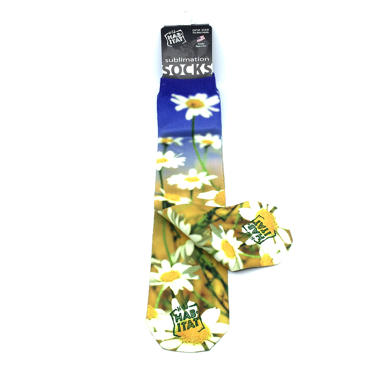 Muted Daisy Tube Socks Wild Habitat Sublimation One Size Fits Most Adults