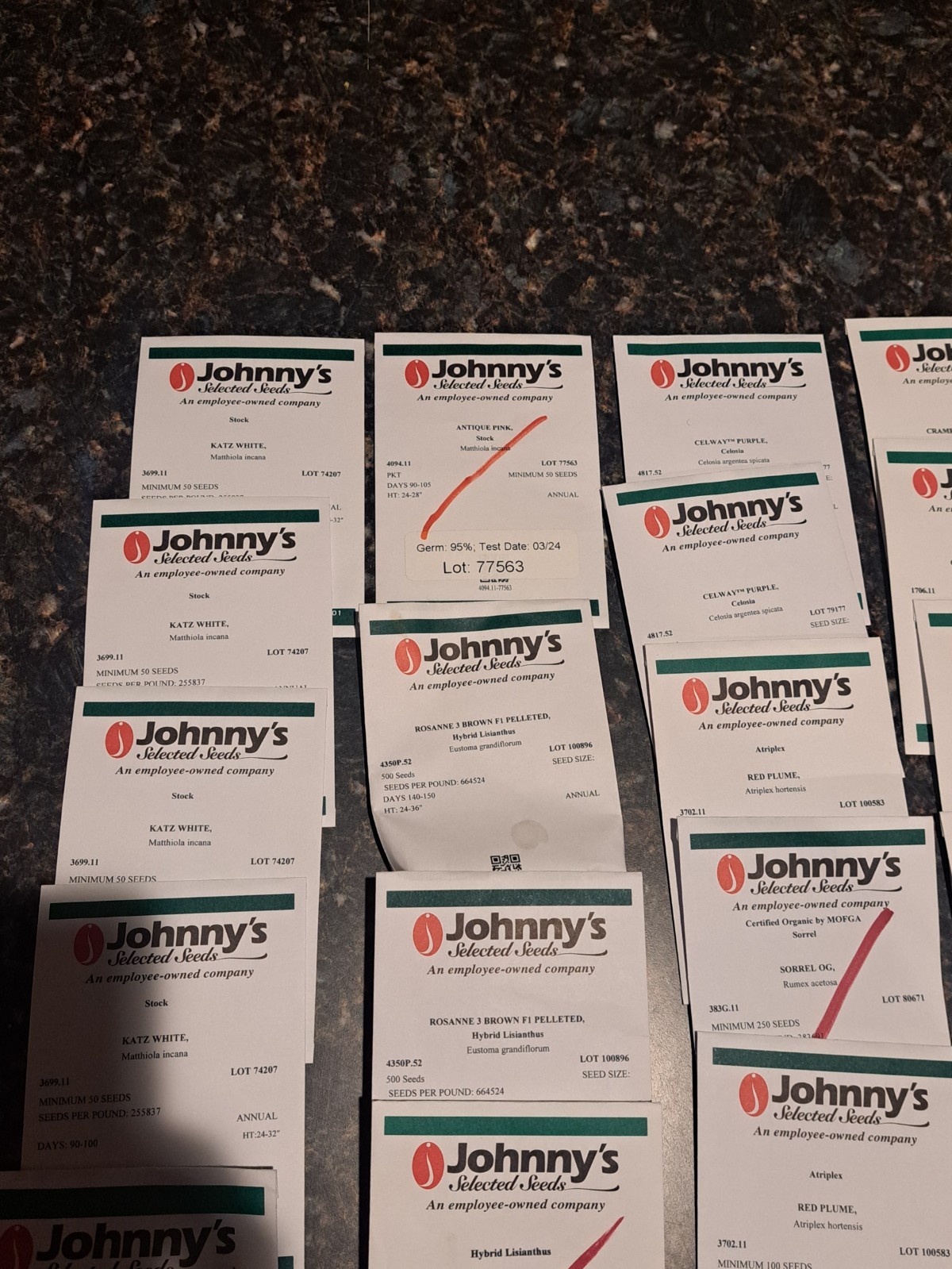 LOT OF 30 Garden Packets Lisianthus Stock Celosia Atiplex AND More