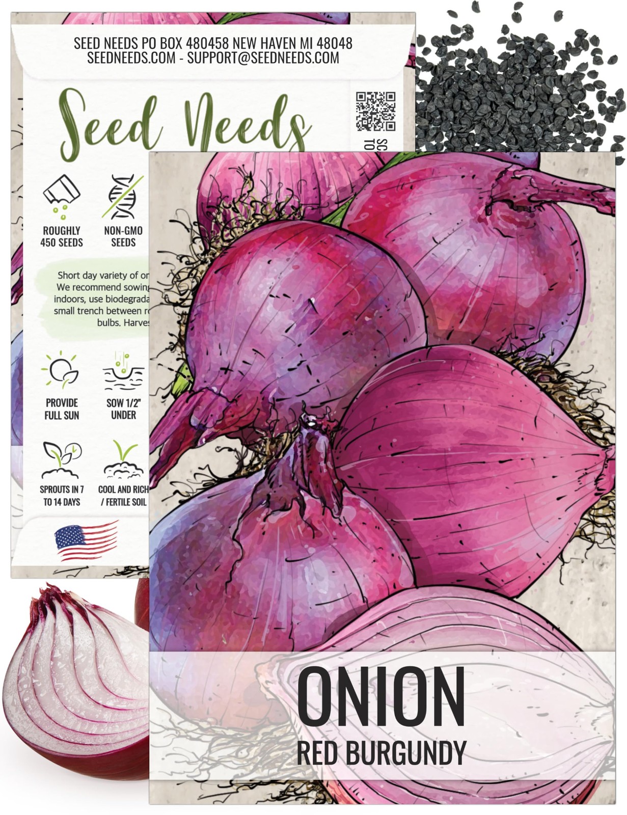 Onion Seeds for Planting Red Burgundy Short Day 1 Pack,