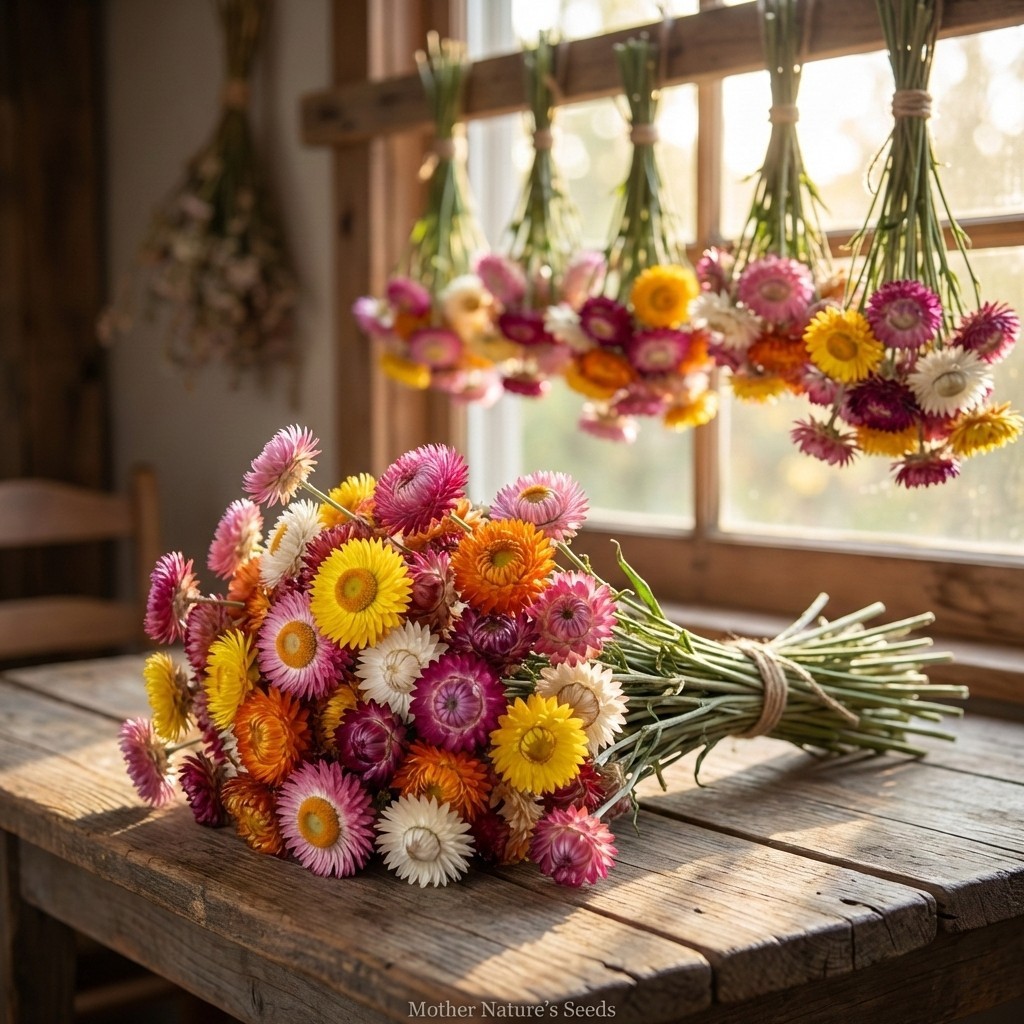Strawflower MONSTROSUM MIX Organic Cut Flower Everlasting Bouquets 200 Seeds