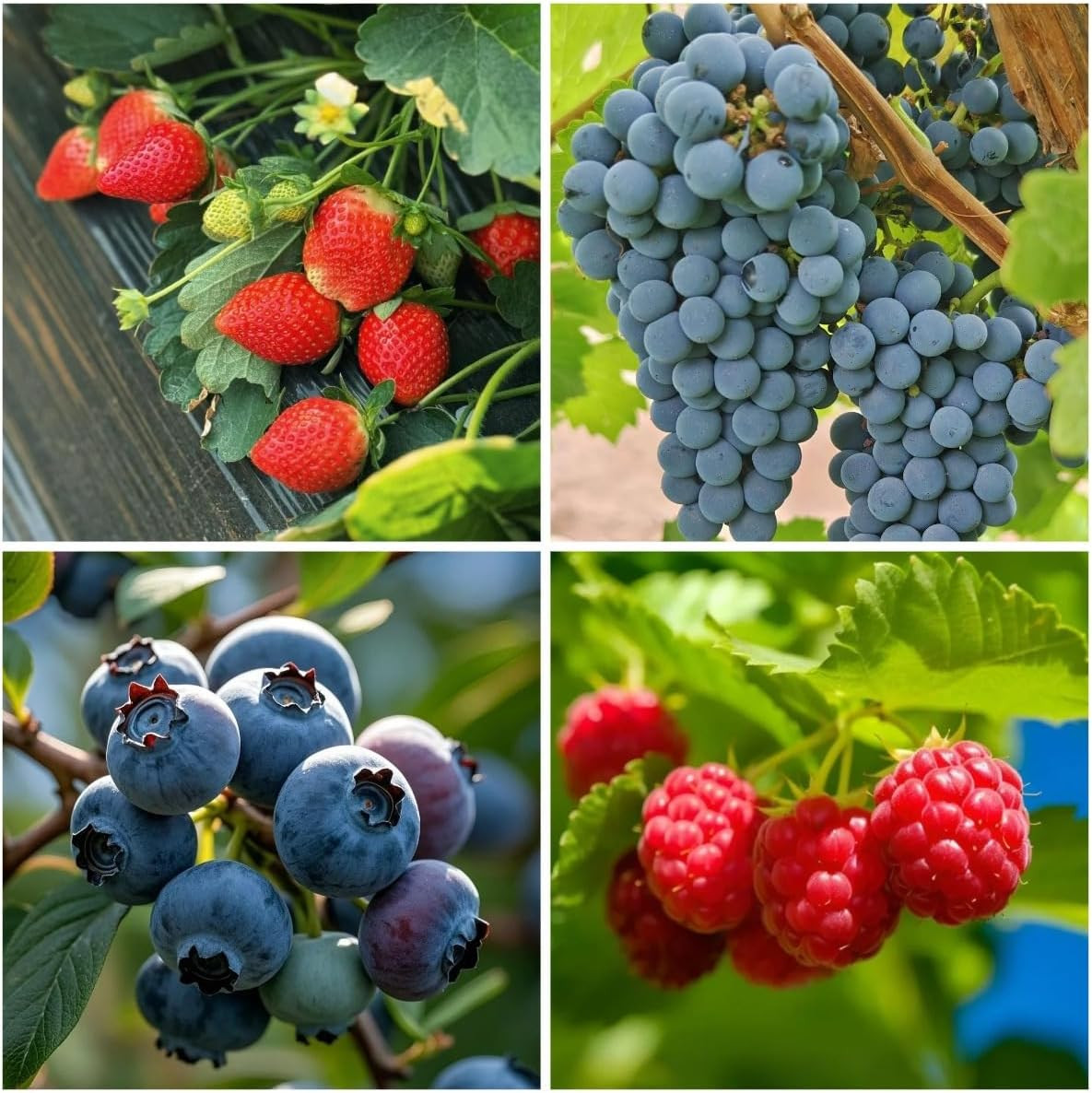 1000+ Mixed Berry Seeds for Planting – Grape, Blueberry, Raspberry & Strawberry