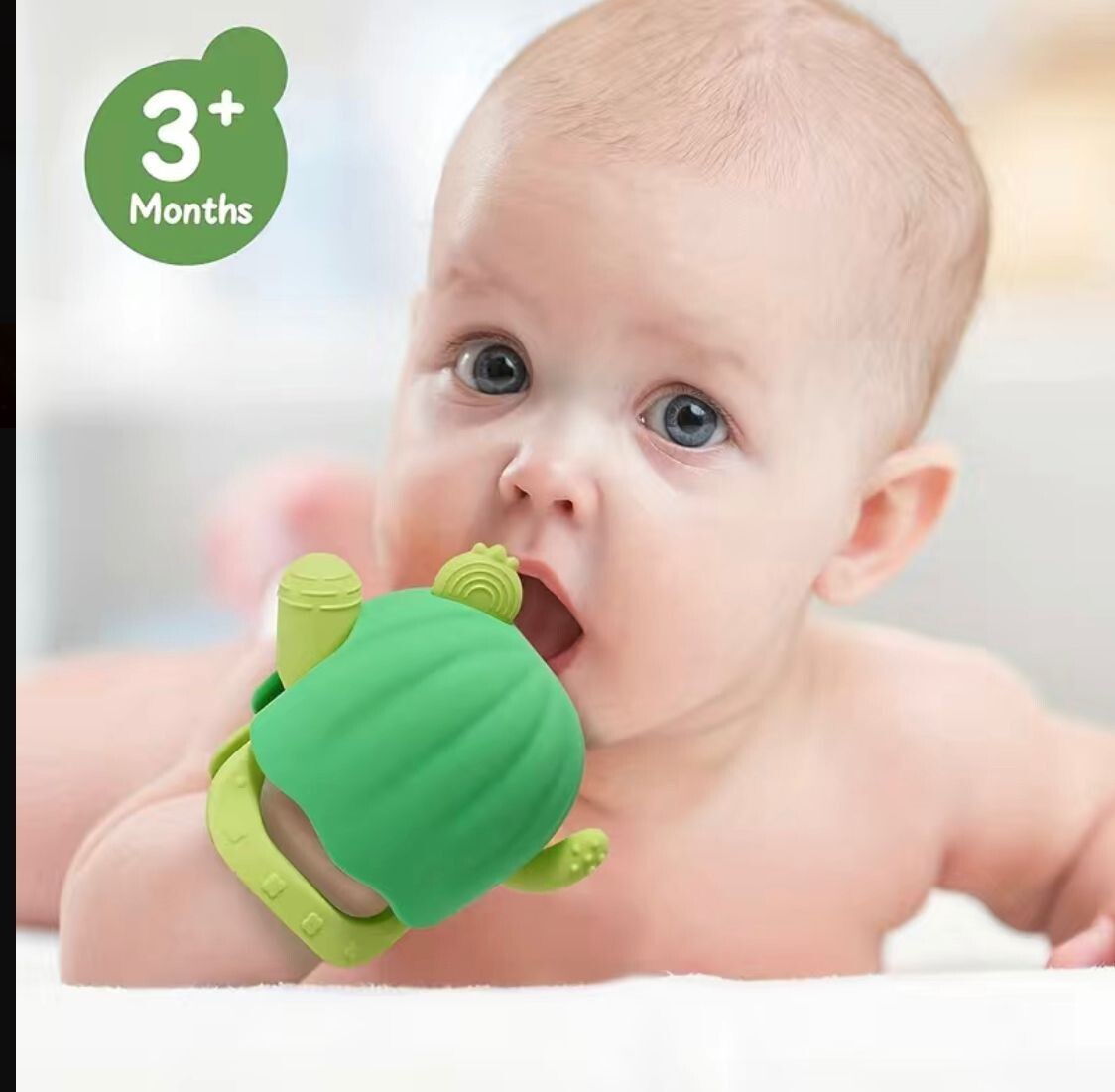 Cactus Textured Silicone Teether Toys, Anti-Drop