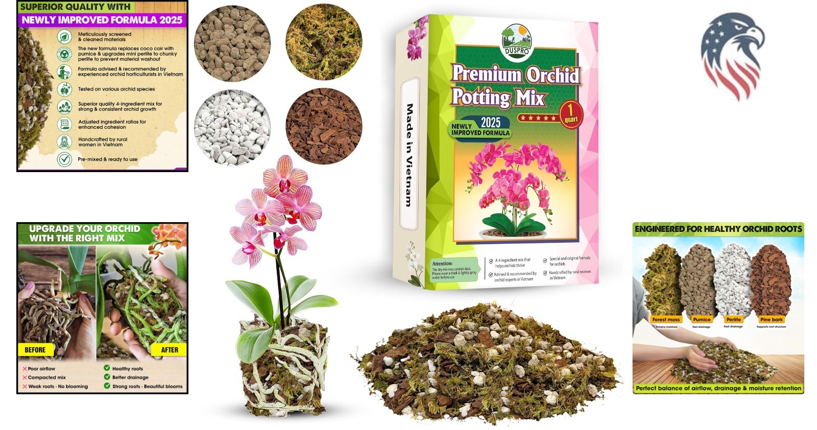 Orchid Potting Mix Compatible with Orchids Includes Forest Moss Pine Bark Per…