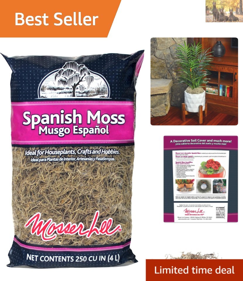 Eco-Friendly 250 Cu. In. Spanish Moss – Decorative Cover for Interior Plants