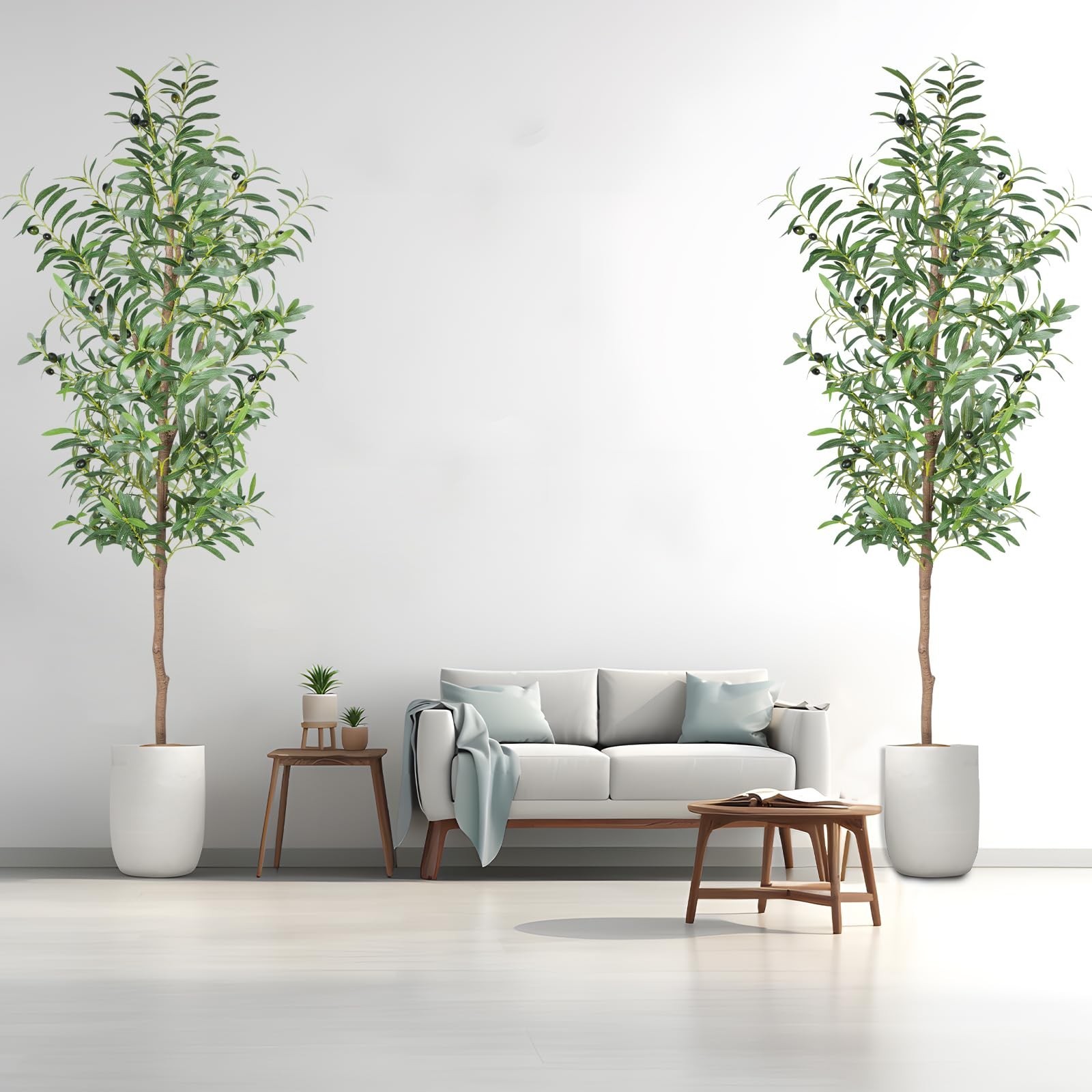 Fake Olive Tree, 5FT 2Pack Tall Plants Olive Trees 60in Silk Plant with Trunk…