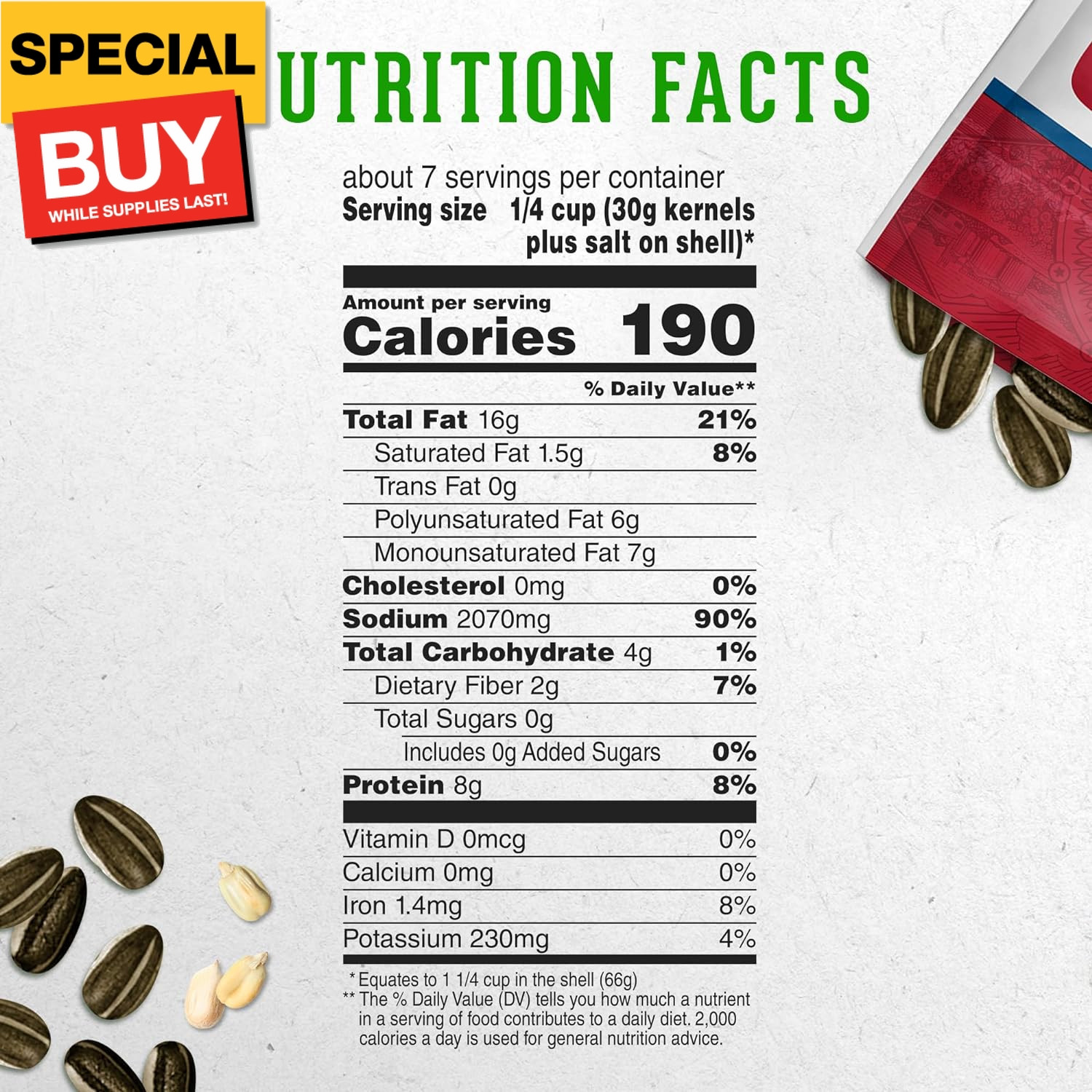 DAVID Reduced Sodium Jumbo Sunflower Seeds, 16 oz. (Pack of 5)