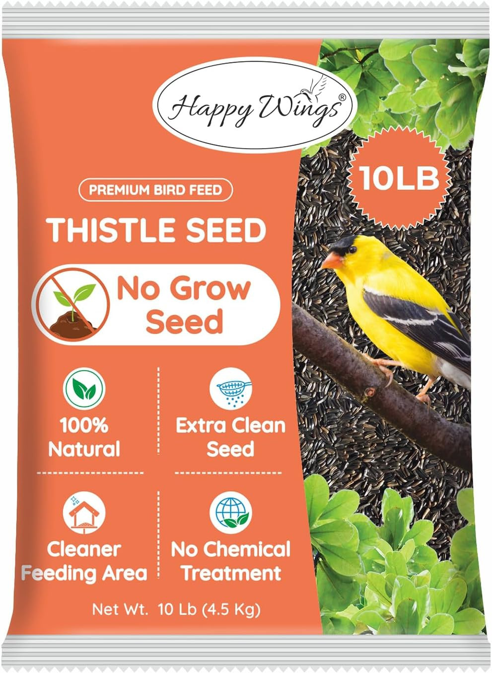 Nyjer/Thistle Seeds Wild Bird Food – 10 Pounds I No Grow Seed I Bird Seed for Wi