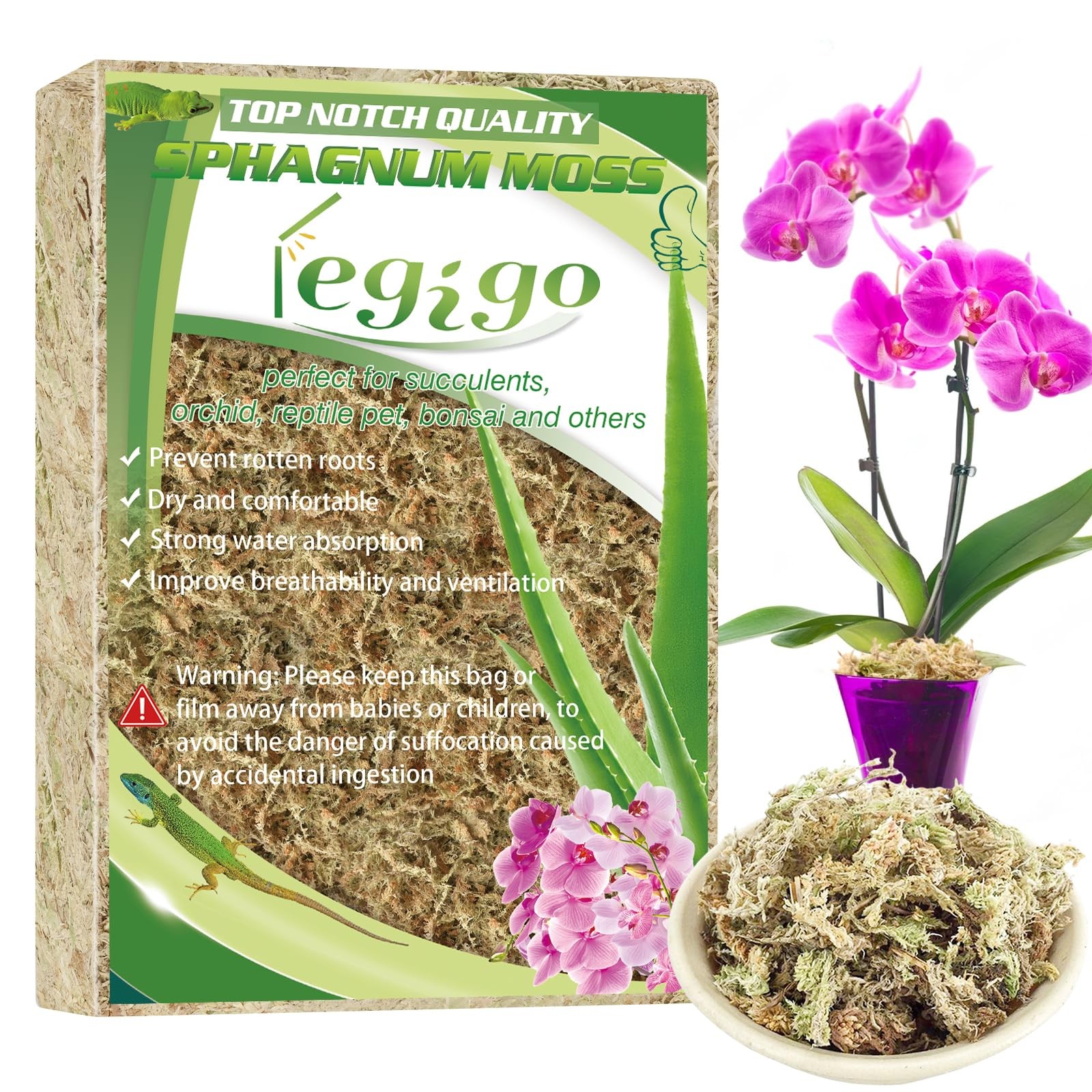 Legigo 3.5oz Premium Sphagnum Moss Potting Mix- 4 4 quarts, 4 QT(Appx.3.5oz)