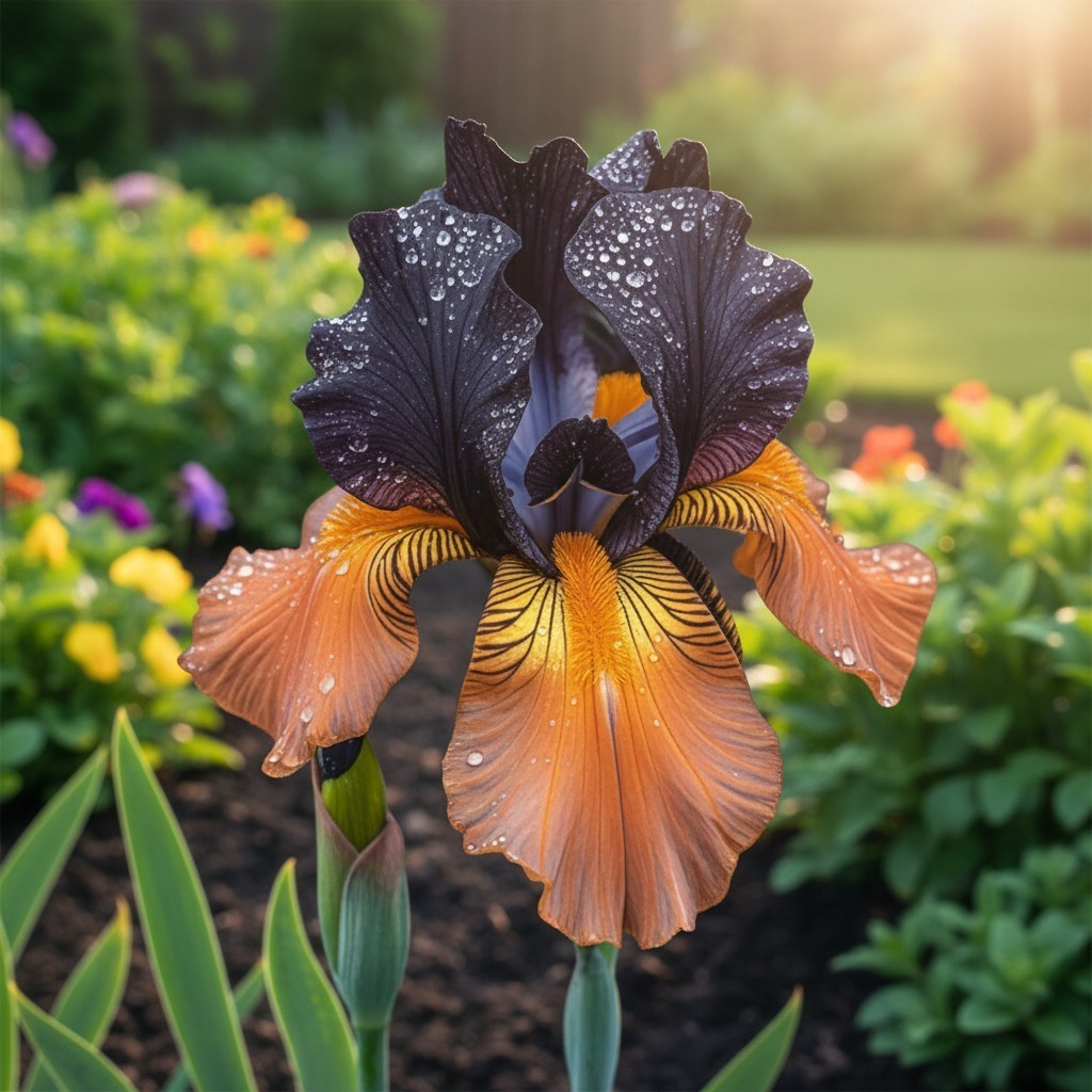 50 Bearded Iris Seeds – Black and Bronze Ruffled Iris Flowers