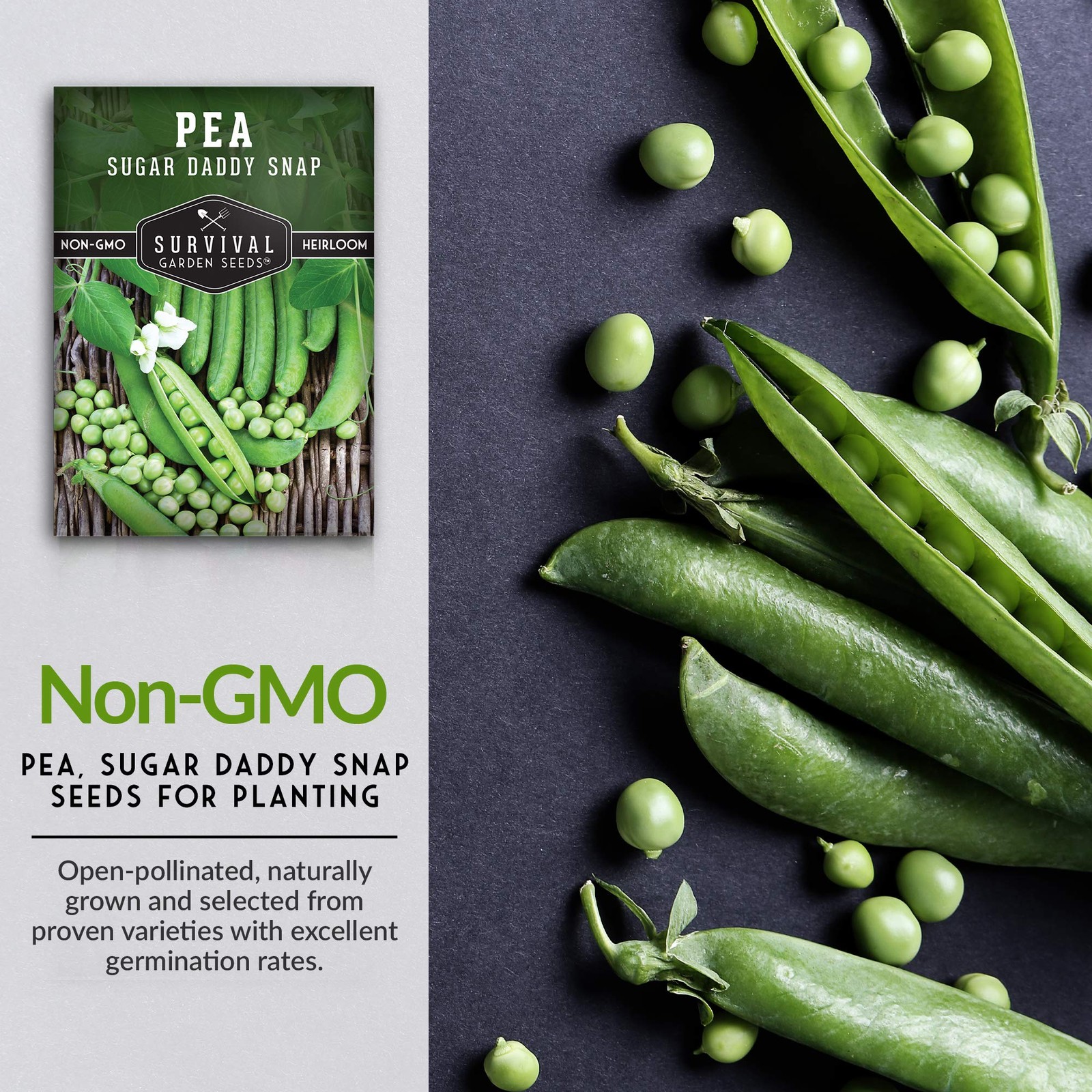 Sugar Daddy Snap Pea Seeds for Planting – Sweet Crisp Peas green
