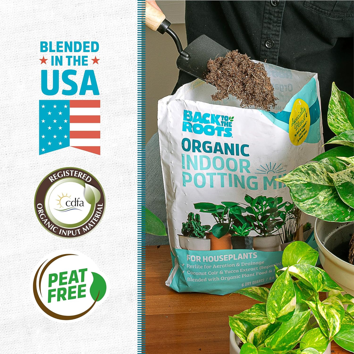 Organic Indoor Potting Mix (6 Quart) for Healthy Houseplants, USA Made