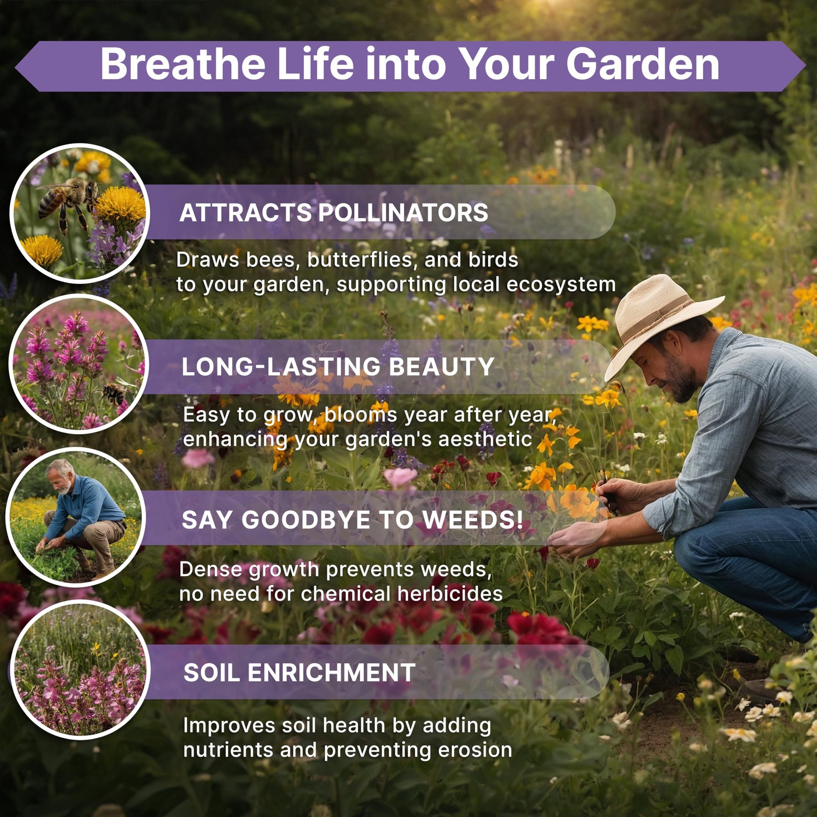 Organo Republic 23 23 Annual & Perennial Mix, Red, Orange, Purple, Pink
