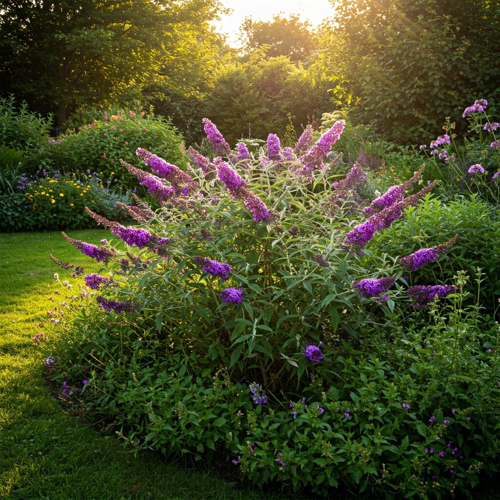 Black Knight Butterfly Live Plant Buddleia Purple Flowering Bush 3 Gallon 4 Pack