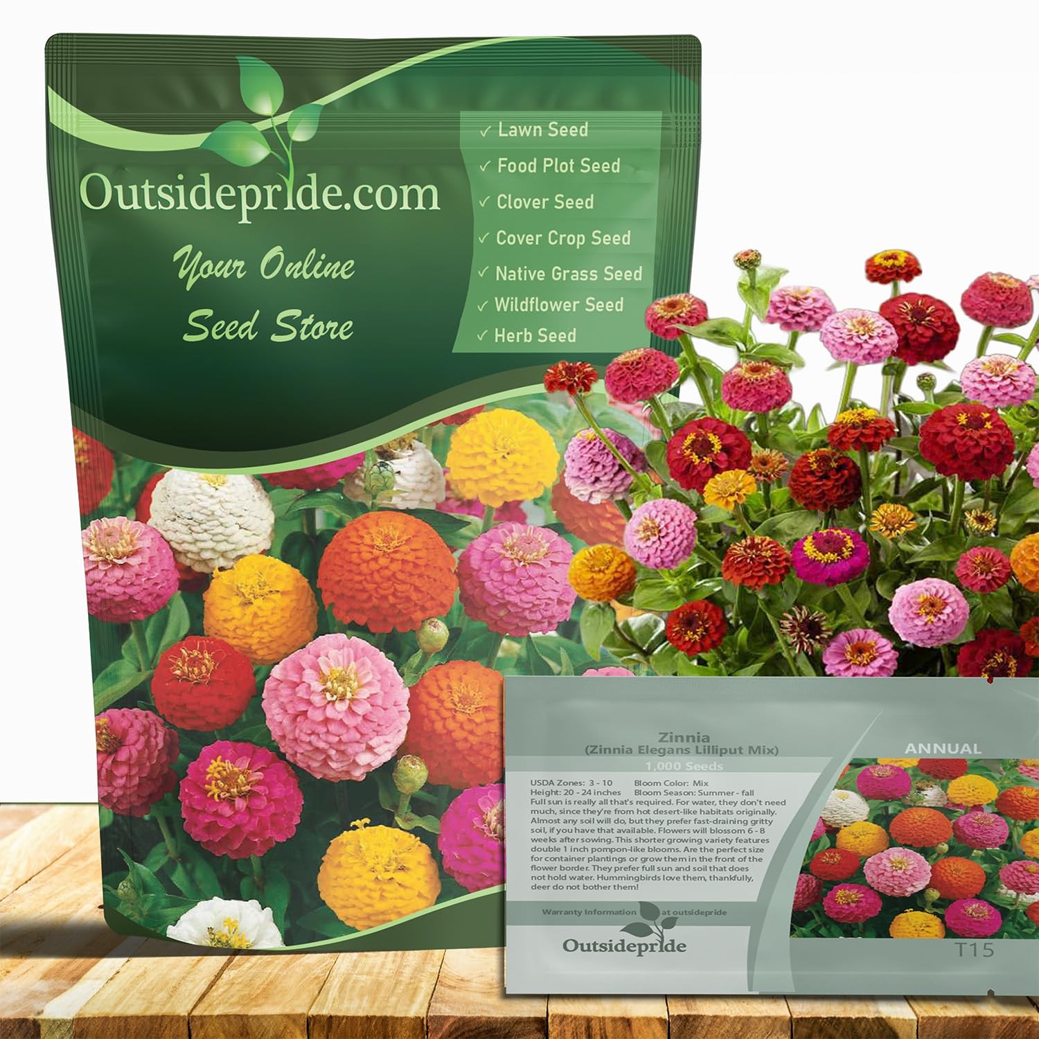 Outsidepride Zinnia Seeds – 1000 Pcs Annual Blend of 1000 Seeds, Lilliput Mix