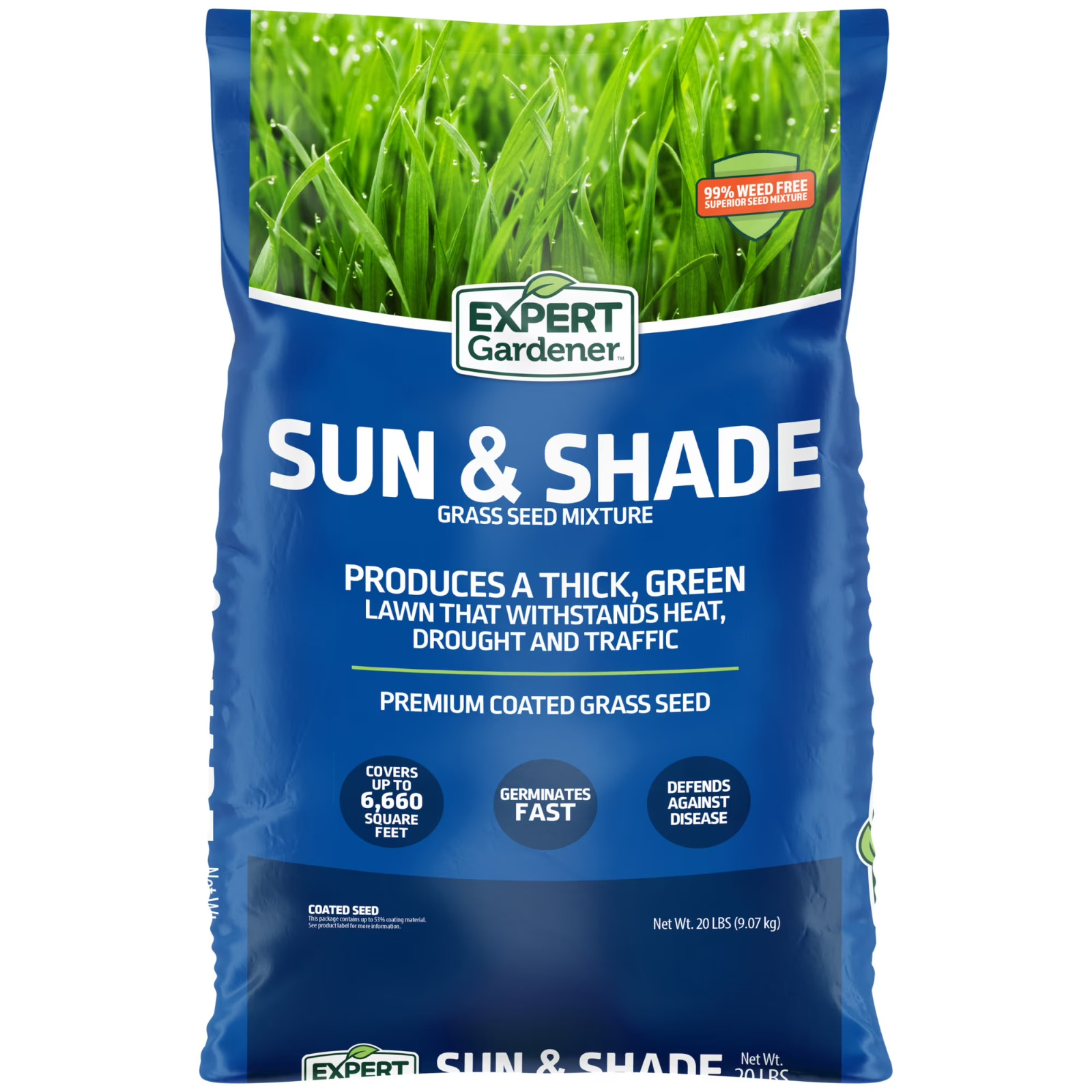 Expert Gardener Sun & Shade Northern Grass Seed Mix Sun to Partial Shade 20 lb
