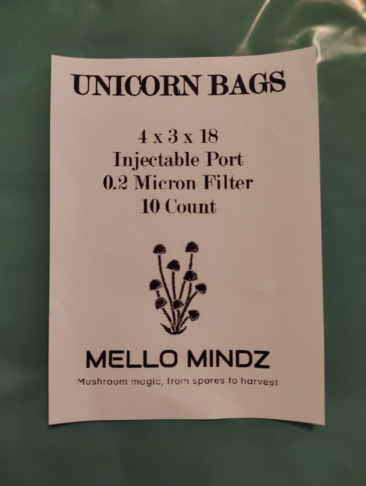 Spawn Bags – 10 pack Injection Port, 0.2 Micron Filter, 4x3x18 “FREE SHIPPING”