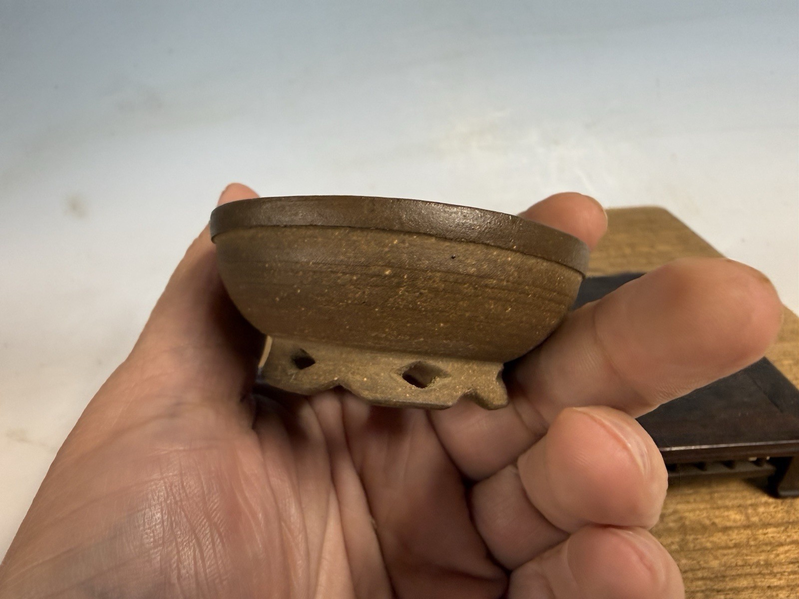 Japanese Unknown Maker Shohin Bonsai Tree Pot 2 3/4 By 1 1/4”unglazed Handmade