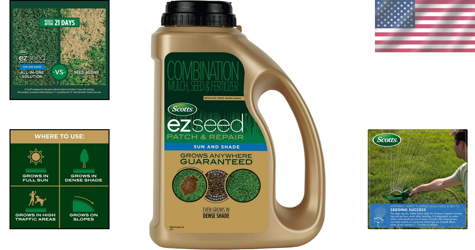 EZ Seed Sun & Shade – Effective Lawn Repair, Covers 85 sq. ft. in 3 Easy Steps