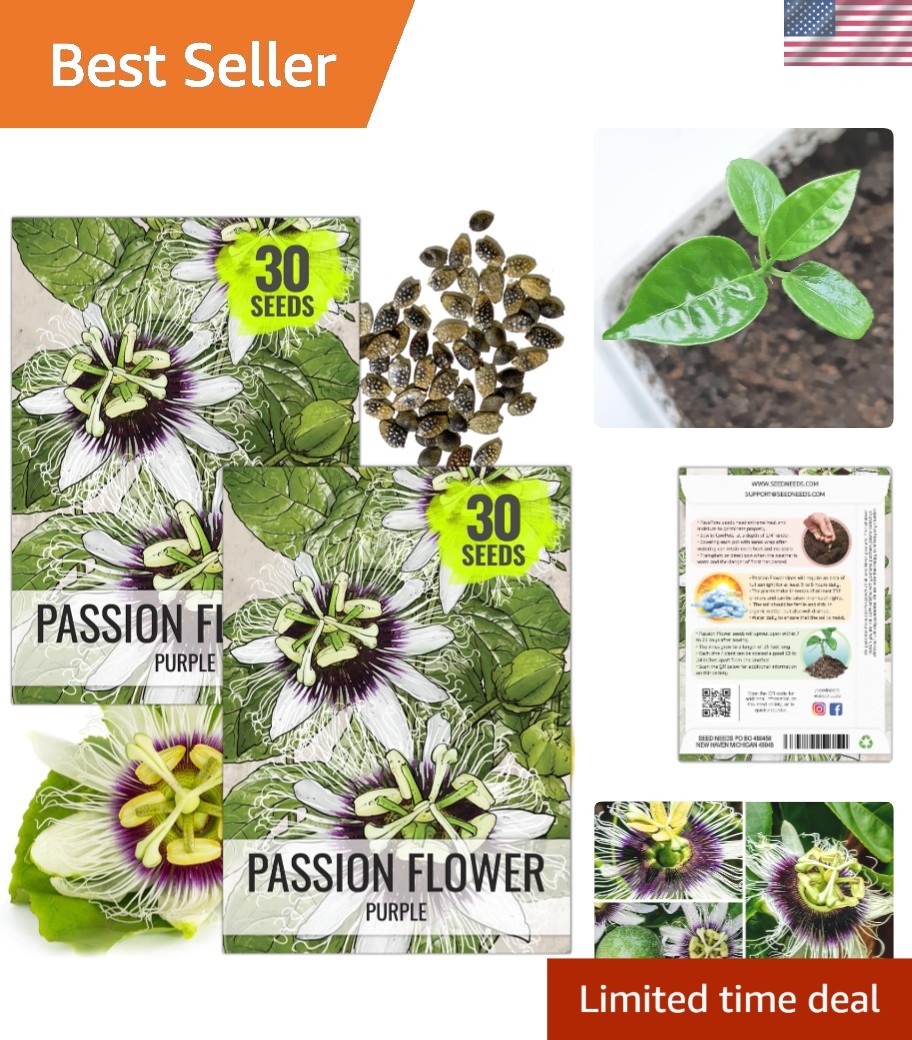 Exotic Purple Passion Flower Seeds – 30 Heirloom Seeds for Fruit & Floral Beauty