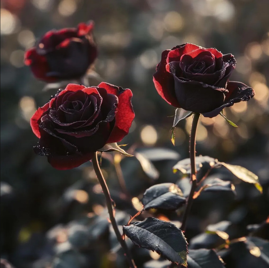 Black Baccara Roses Live Starter Plant Dark Red to Black Blooms 4-6″Tall No Pot