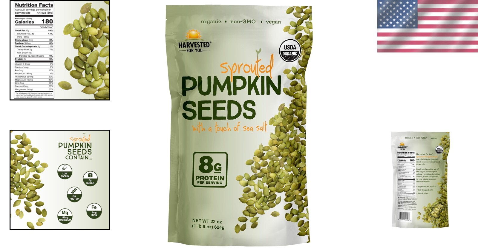Nutritious 22oz Sea Salted Sprouted Pumpkin Seeds – Plant-Based, Keto-Friendly