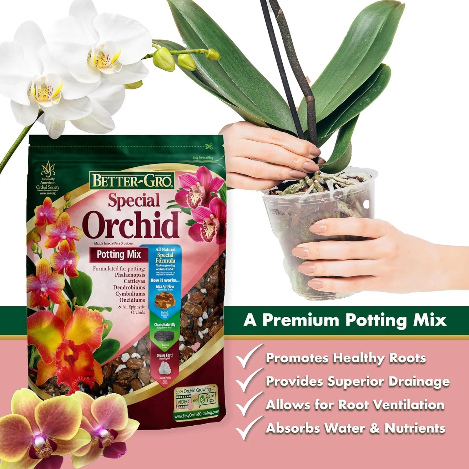 Expert-Formulated Orchid Bark Mix – Enhances Drainage & Airflow – 4 Quarts
