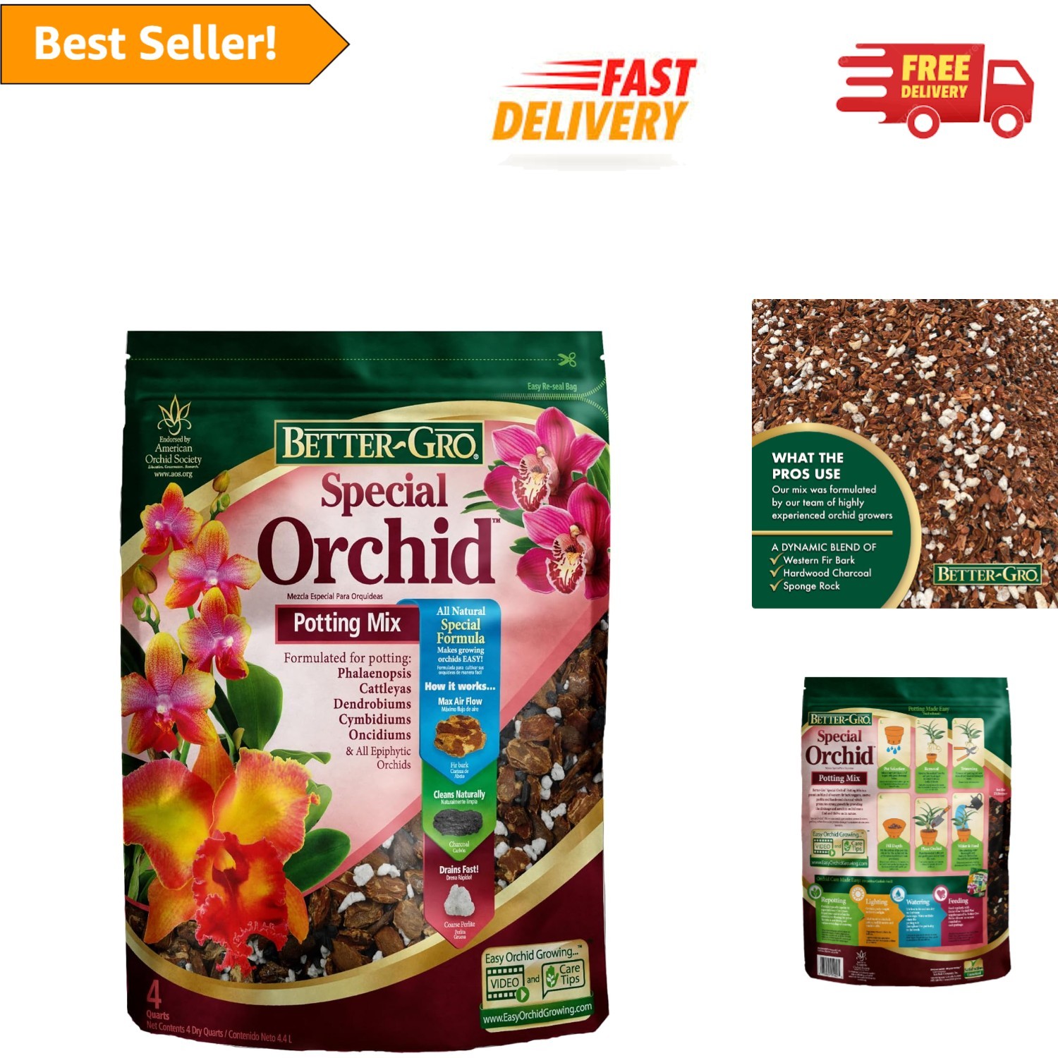Enhanced Drainage Orchid Bark Mix – Ideal for All Epiphytic Orchids – 4 Quarts