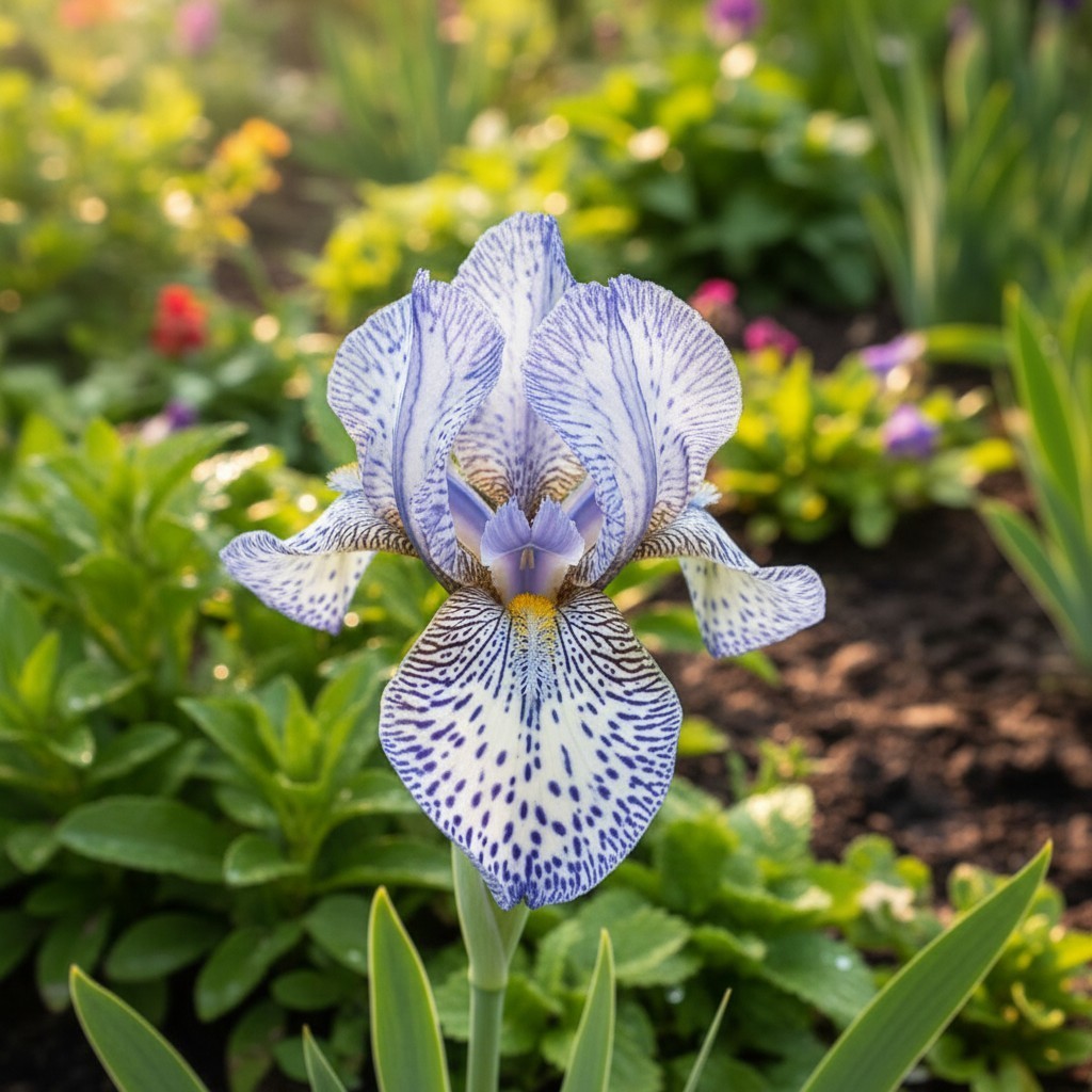 45 Blue Porcelain Bearded Iris Seeds – White & Blue Spotted Petals