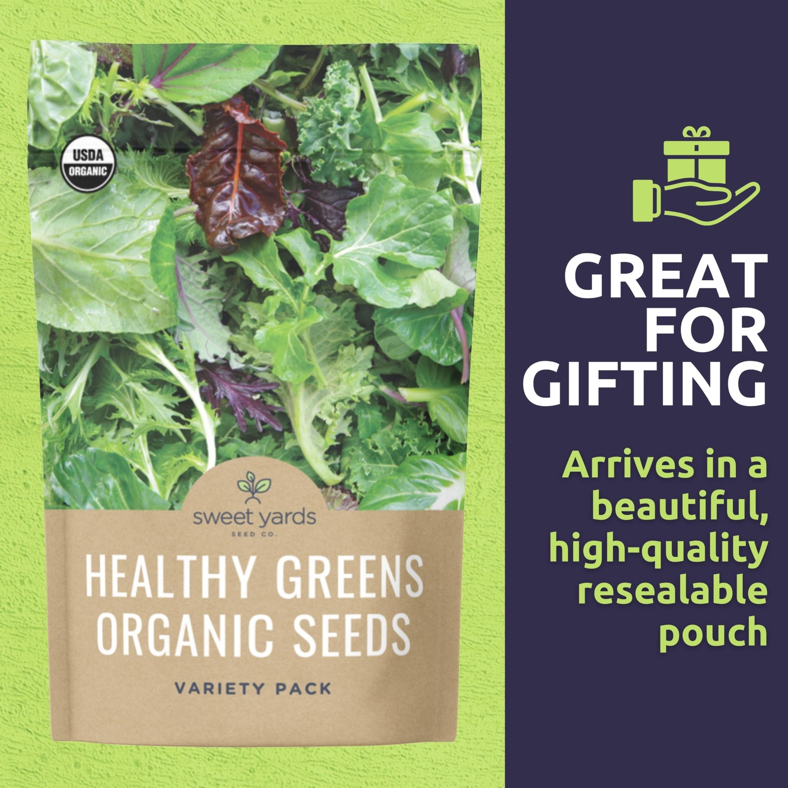 Organic Greens Seeds Variety Pack – 12 Non-GMO Packs for Indoor & Outdoor