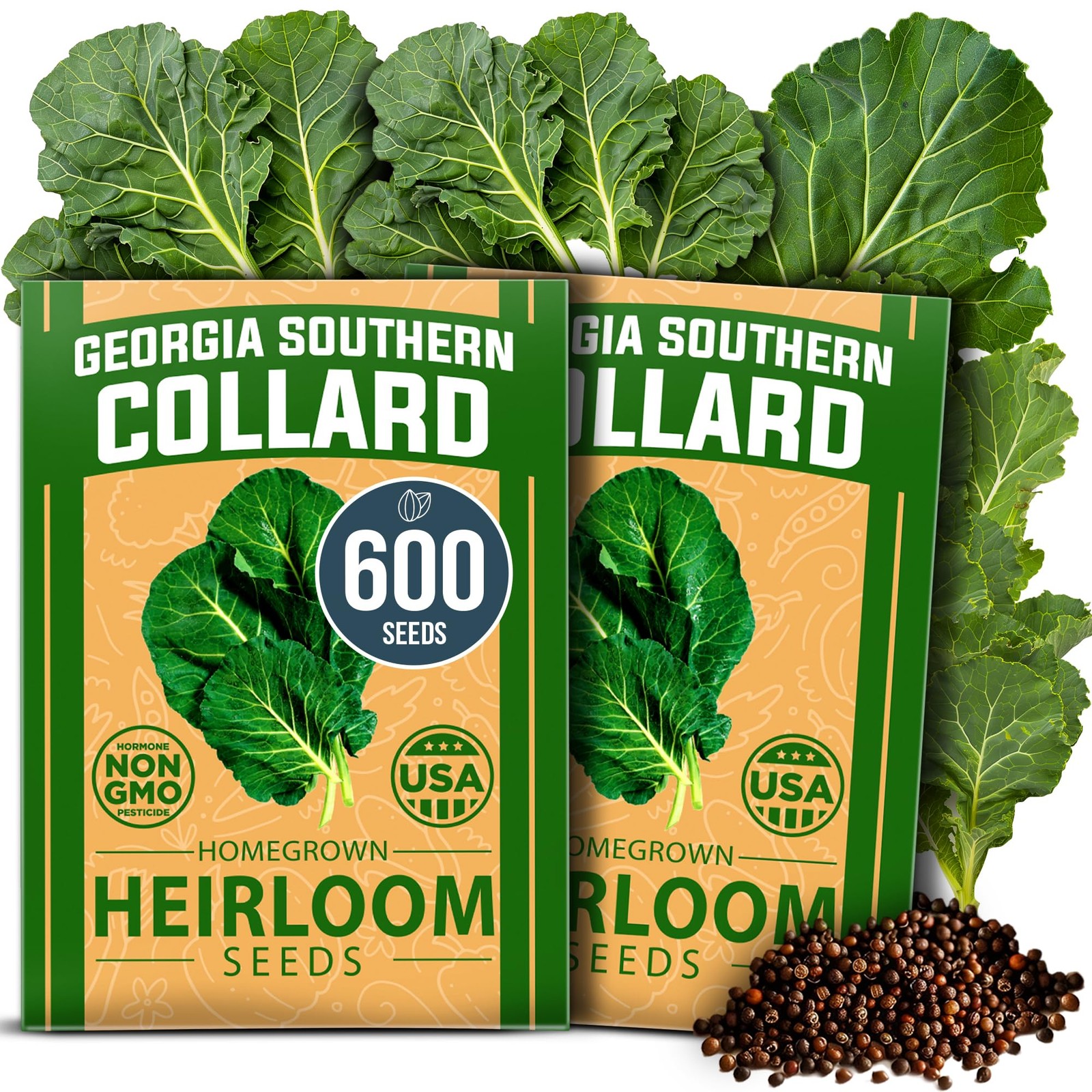 Georgia Southern Collard Green Seeds 600+ Heirloom NonGMO Seeds for Planting,…