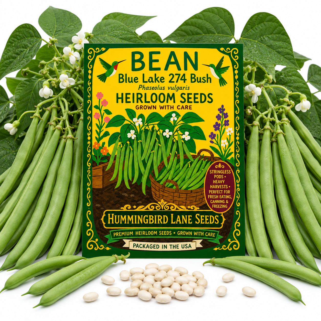 Blue Lake 274 Bush Bean Seeds Heirloom Non-GMO Stringless Green Beans High Yield