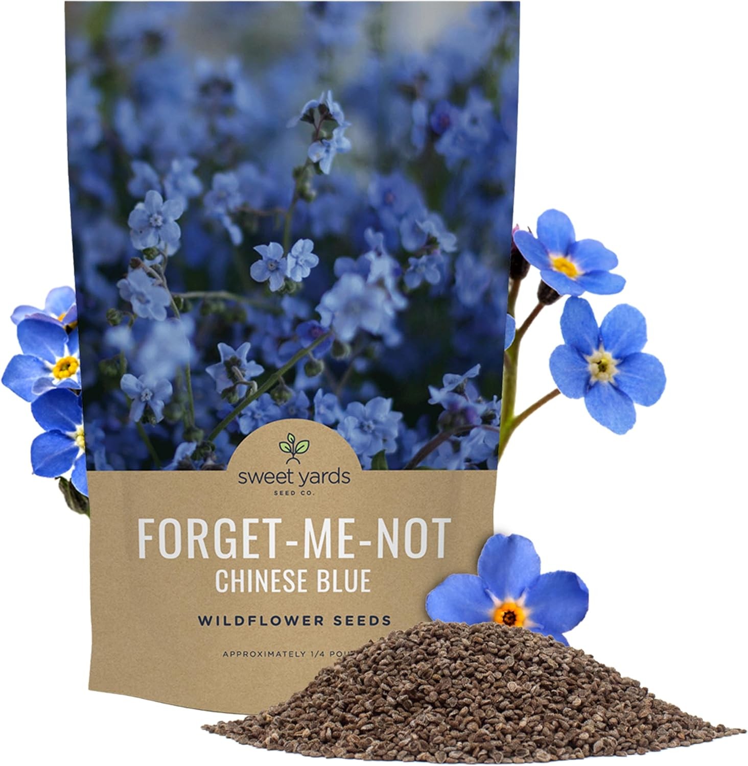 Chinese Forget Me Not Wildflower Seeds – Bulk 1/4 Pound Bag – Over 22000 Open