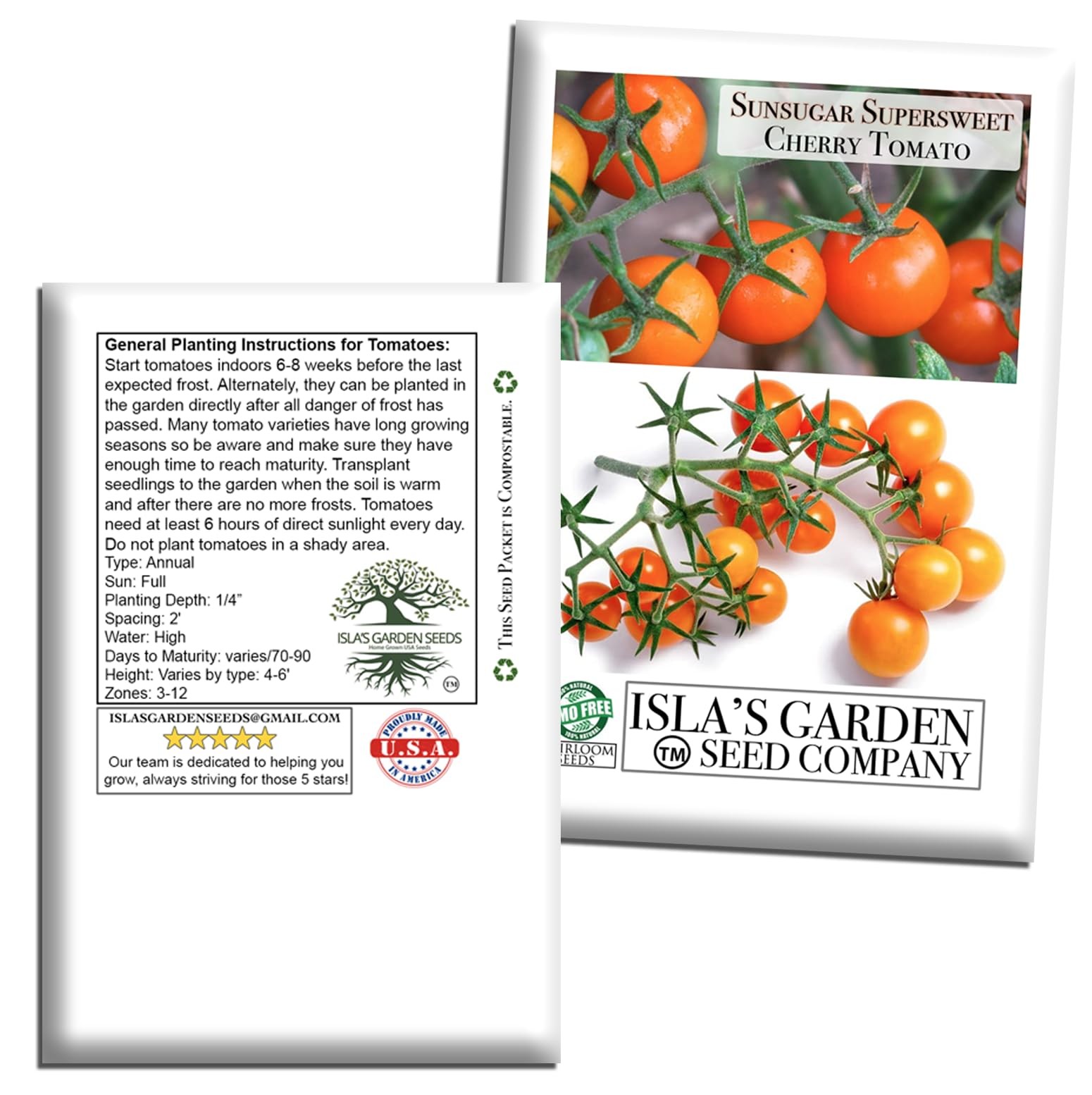 Sunsugar Supersweet Cherry Tomato Seeds Lycopersicon lycopersicum – 20+ Heirl…