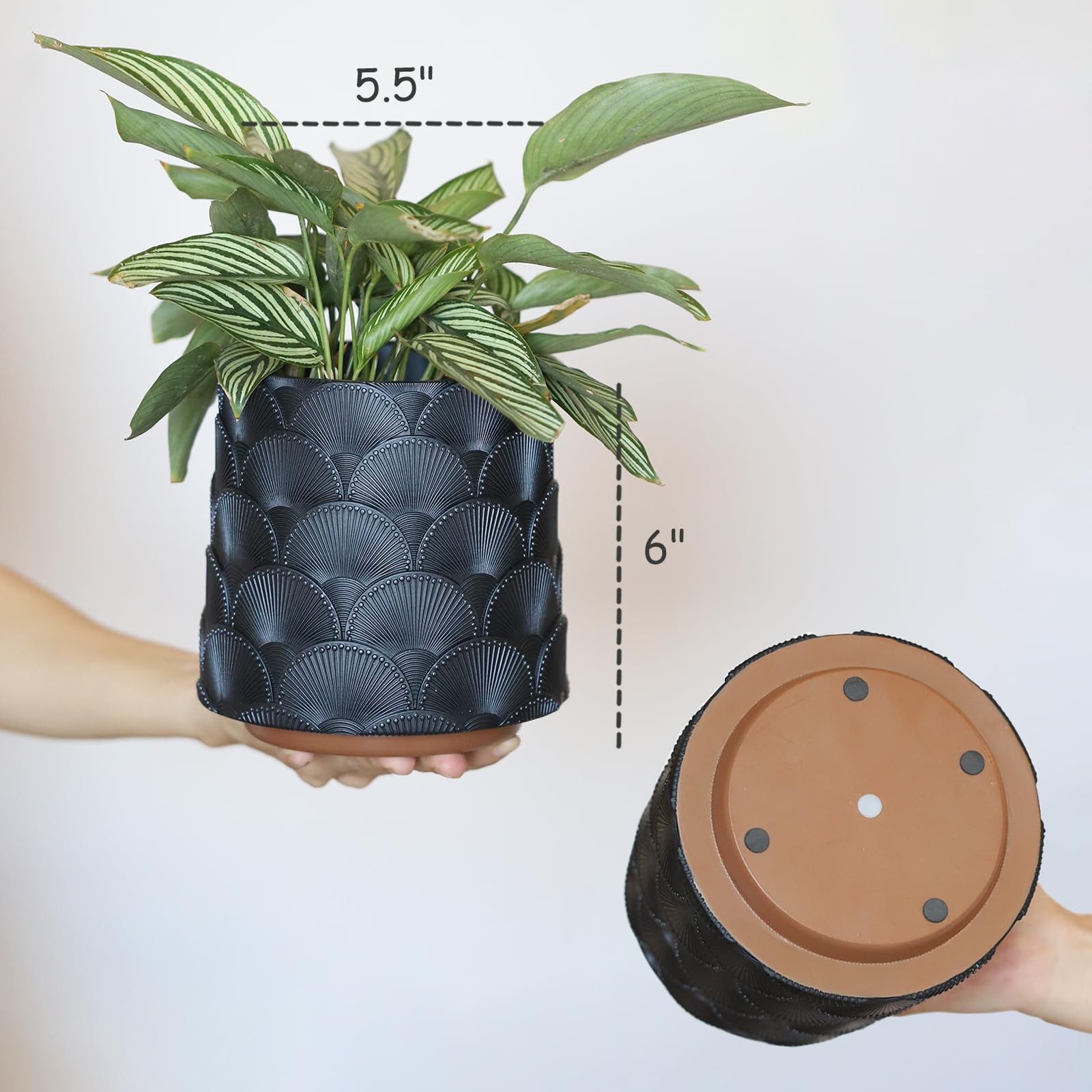GUGUGO Pearl Beige Scale Planter, Unique Design Plant Pot with Drainage