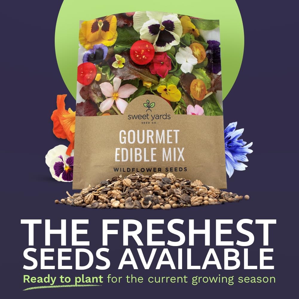 Wildflower Seeds Edible Flowers Mix 1 Ounce, 7000 Open Pollinated Annual Peren