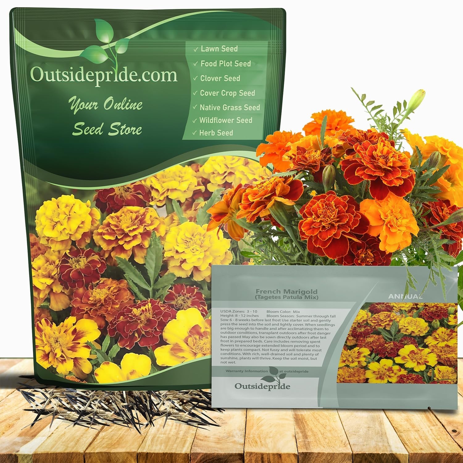 French Marigold Seeds Mix – 1 Lb, Annual Flower Seeds, Heat & Drought Tolerant,