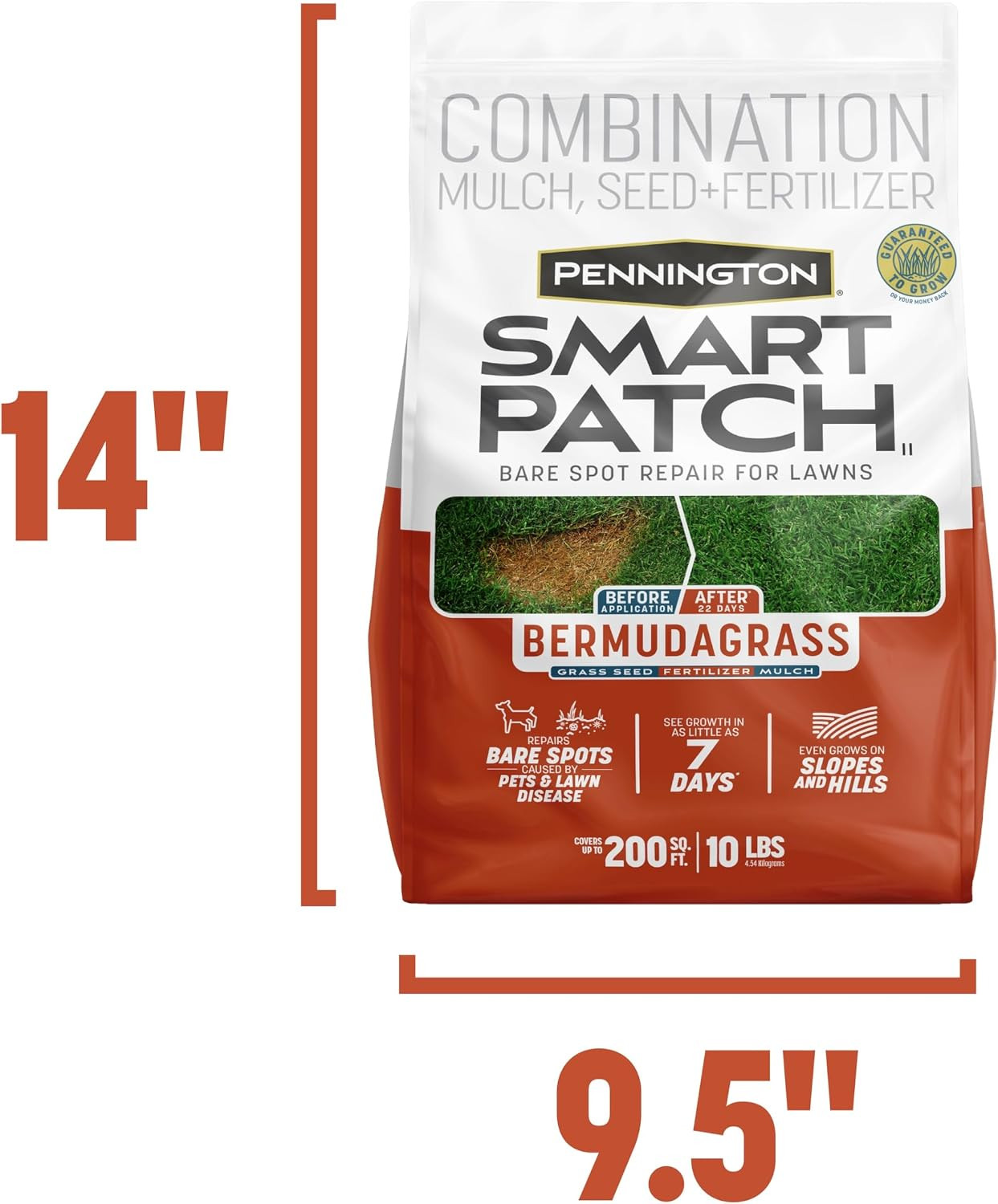 Smart Patch Bermuda Grass Seed, 10 Lb, Bare Spot Repair with Mulch