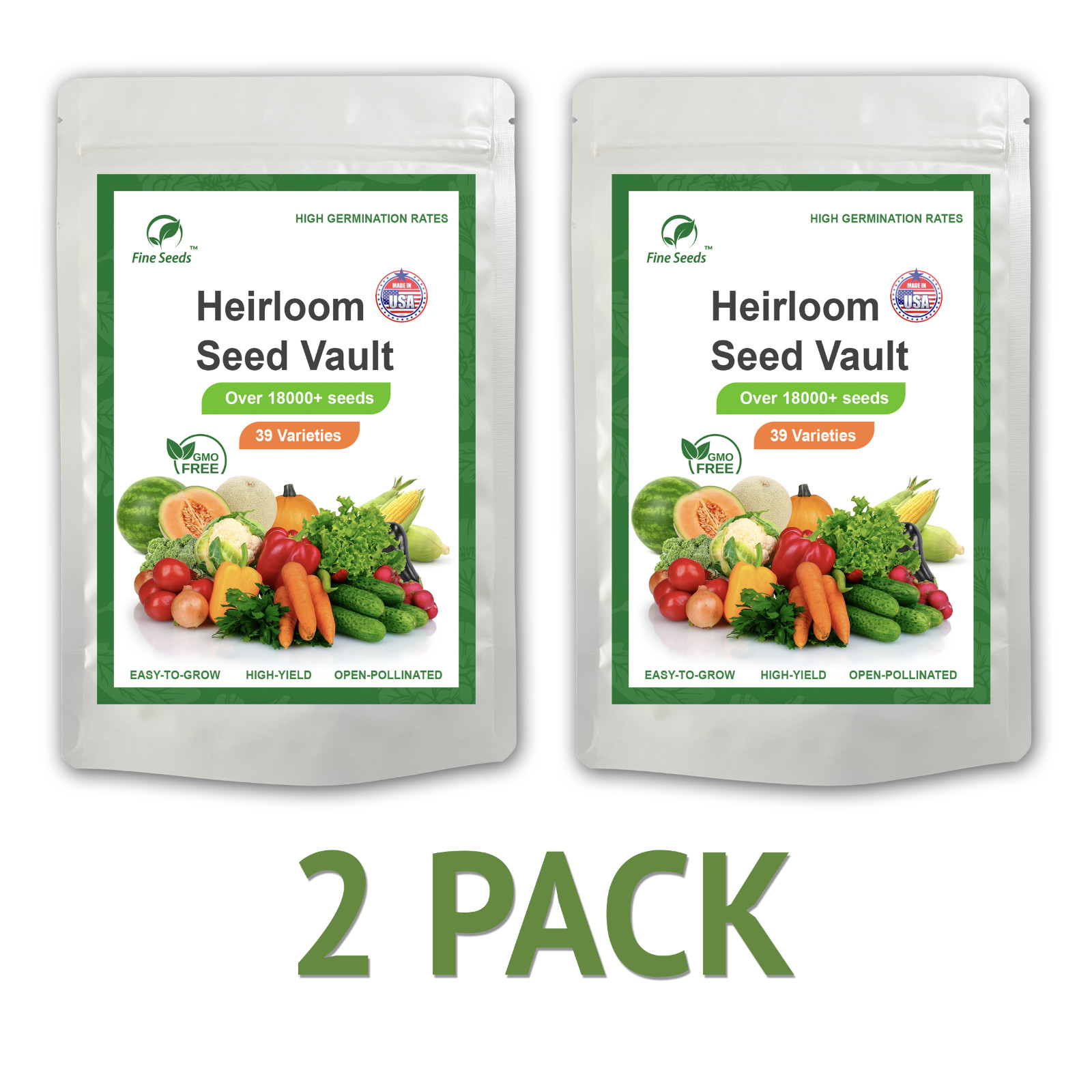 Heirloom Vegetable Seeds 2 pack of 39 Varieties – Over 36,000 Seeds,