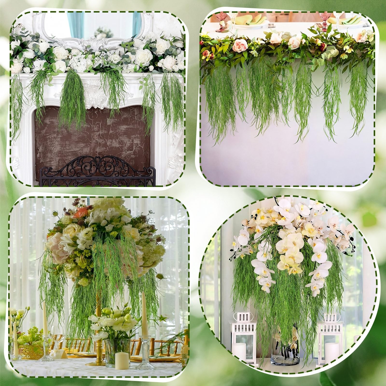 Suncalla 12 Pcs Fake Spanish Moss 43 Inch Artificial Stylish Style, Green