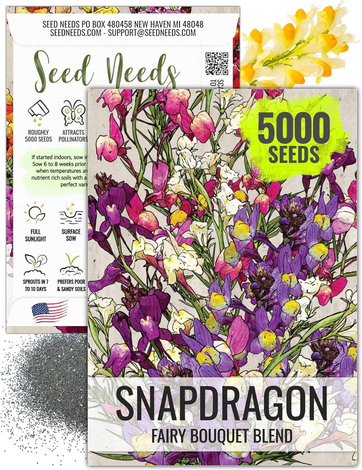 Fairy Bouquet Snapdragon Seeds – Blend of 5,000 Heirloom Seeds for Planting Lina