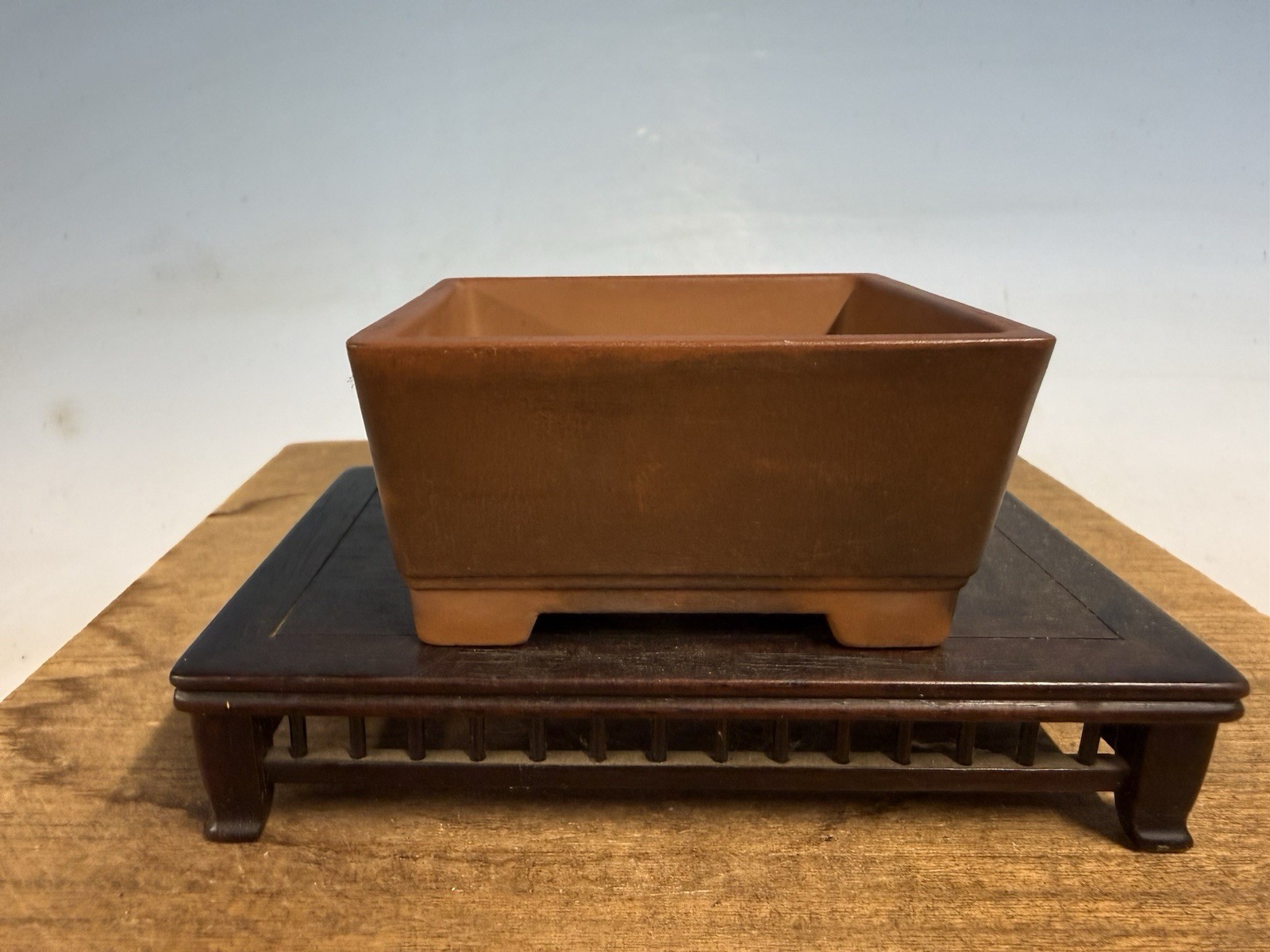 Japanese Unknown Maker Shohin Bonsai Tree Pot 3 1/2” Unglazed W/ Patina