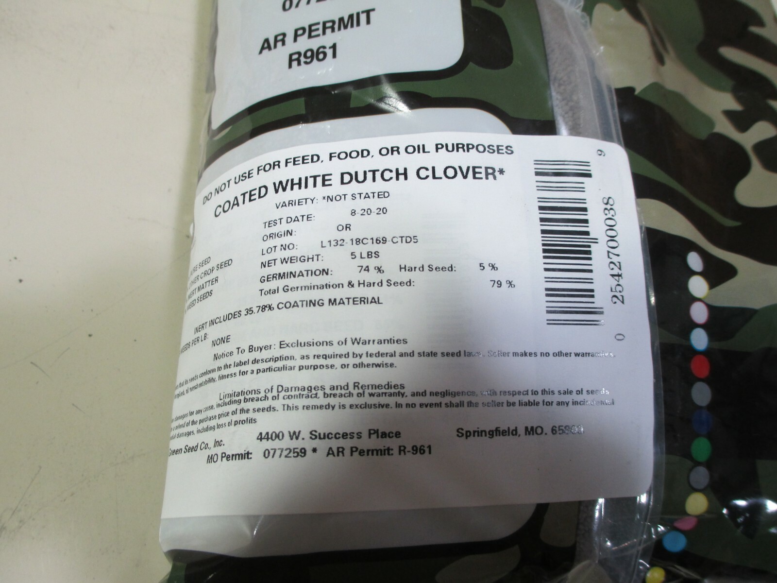 5lbs Premium HUNTERS PRIDE White Dutch Clover Seed for Bees Food Plots Lawns