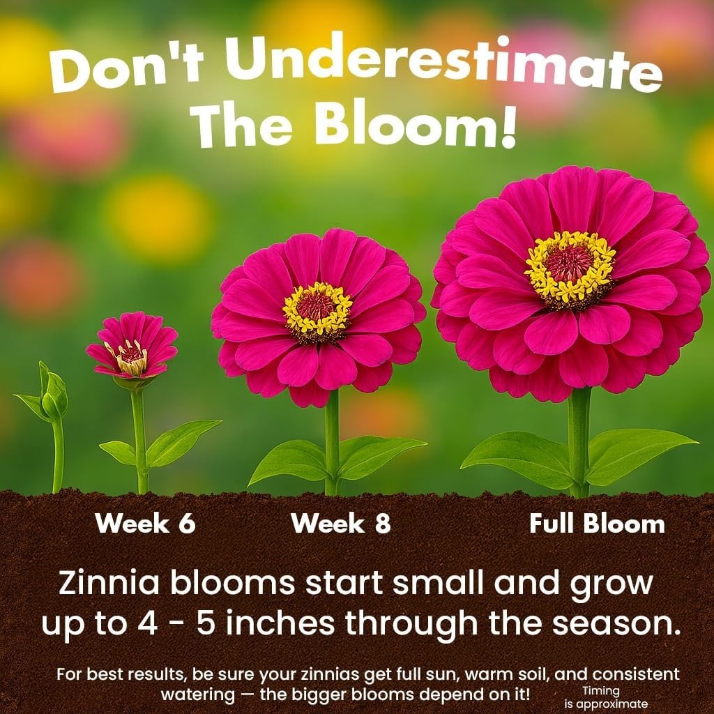 Bulk Zinnia Flower Seeds, 2 Oz Non-GMO Easy Grow Mix for Floral Arrangements