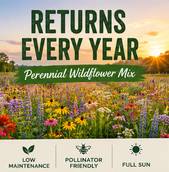 Low-Maintenance Perennial Wildflower Mix 1 lb Covers 2,000 Sq Ft